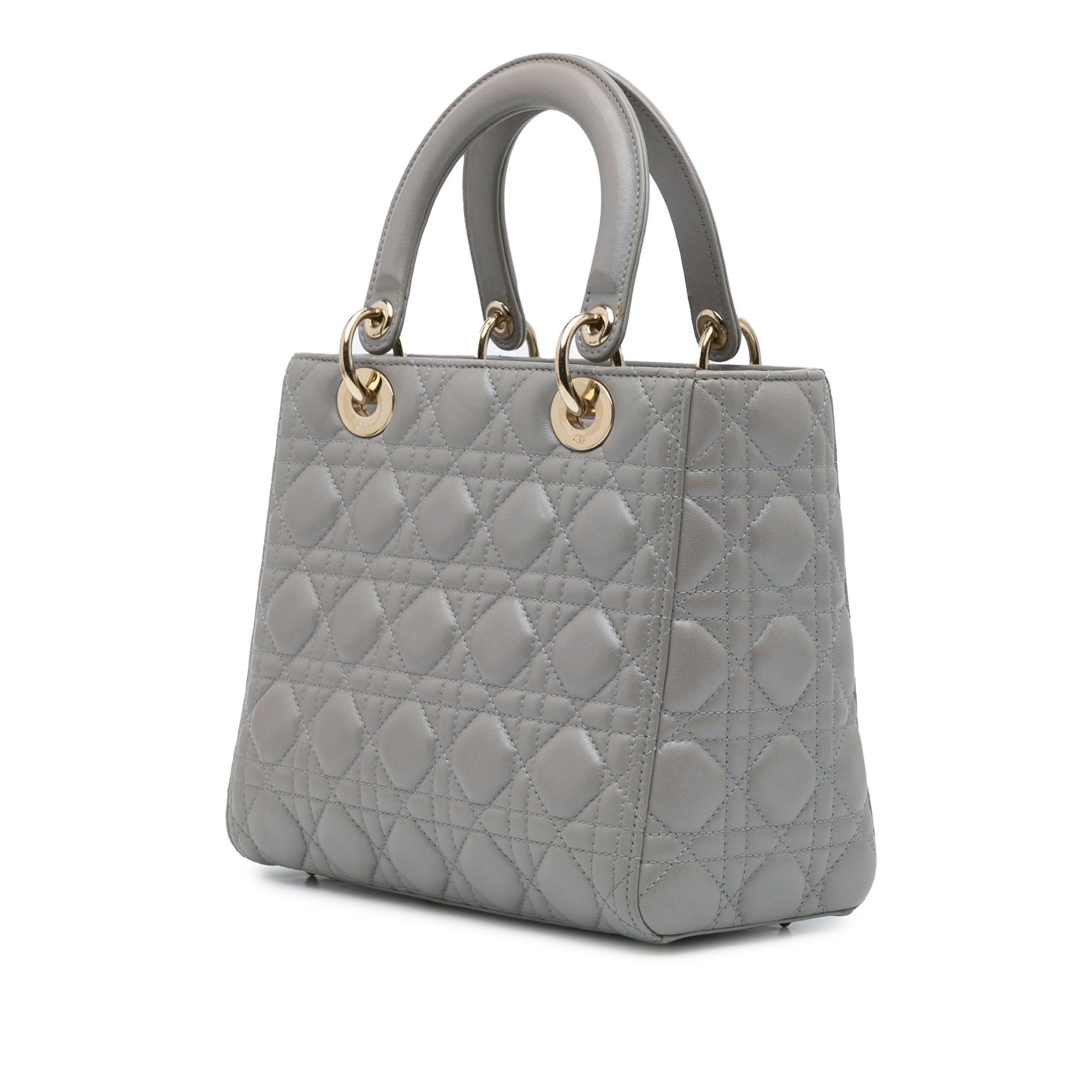 Dior Dior Medium Lambskin Cannage Lady Dior Gray Size ONE SIZE - 2 Thumbnail