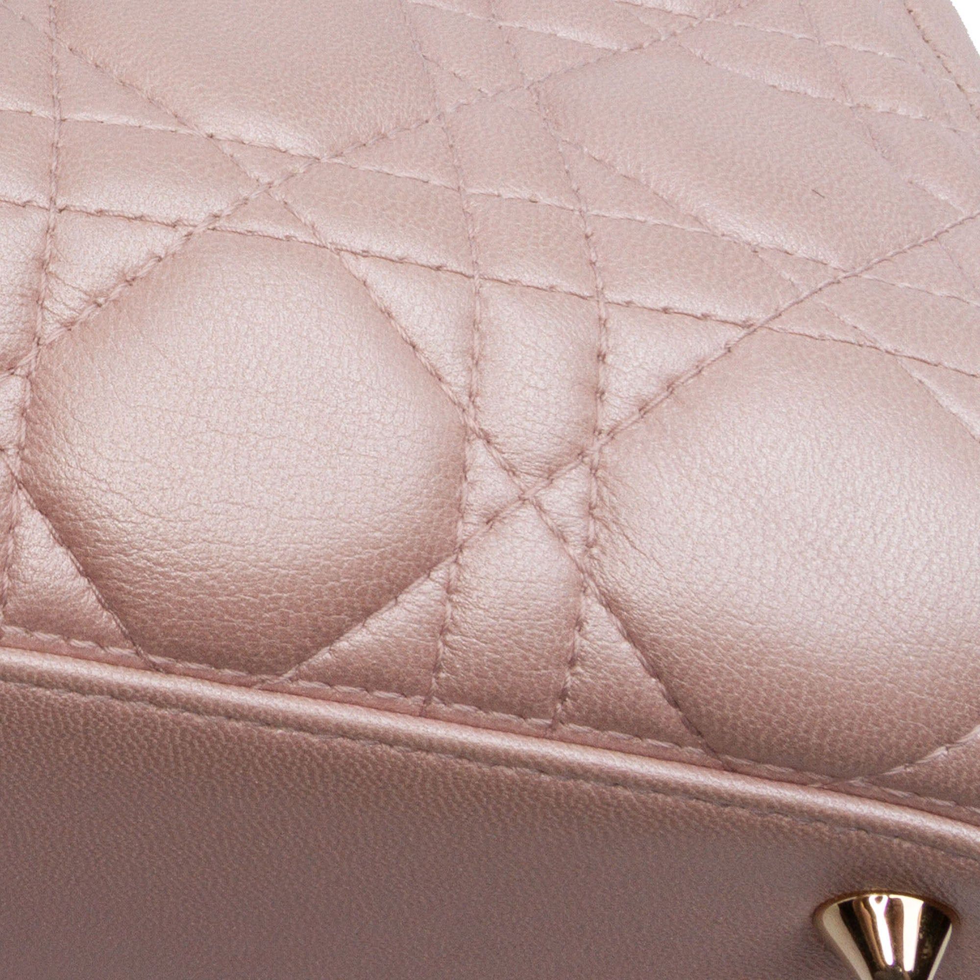Dior Dior Medium Pearlescent Lambskin Cannage Lady Dior Pink Size ONE SIZE - 8 Thumbnail