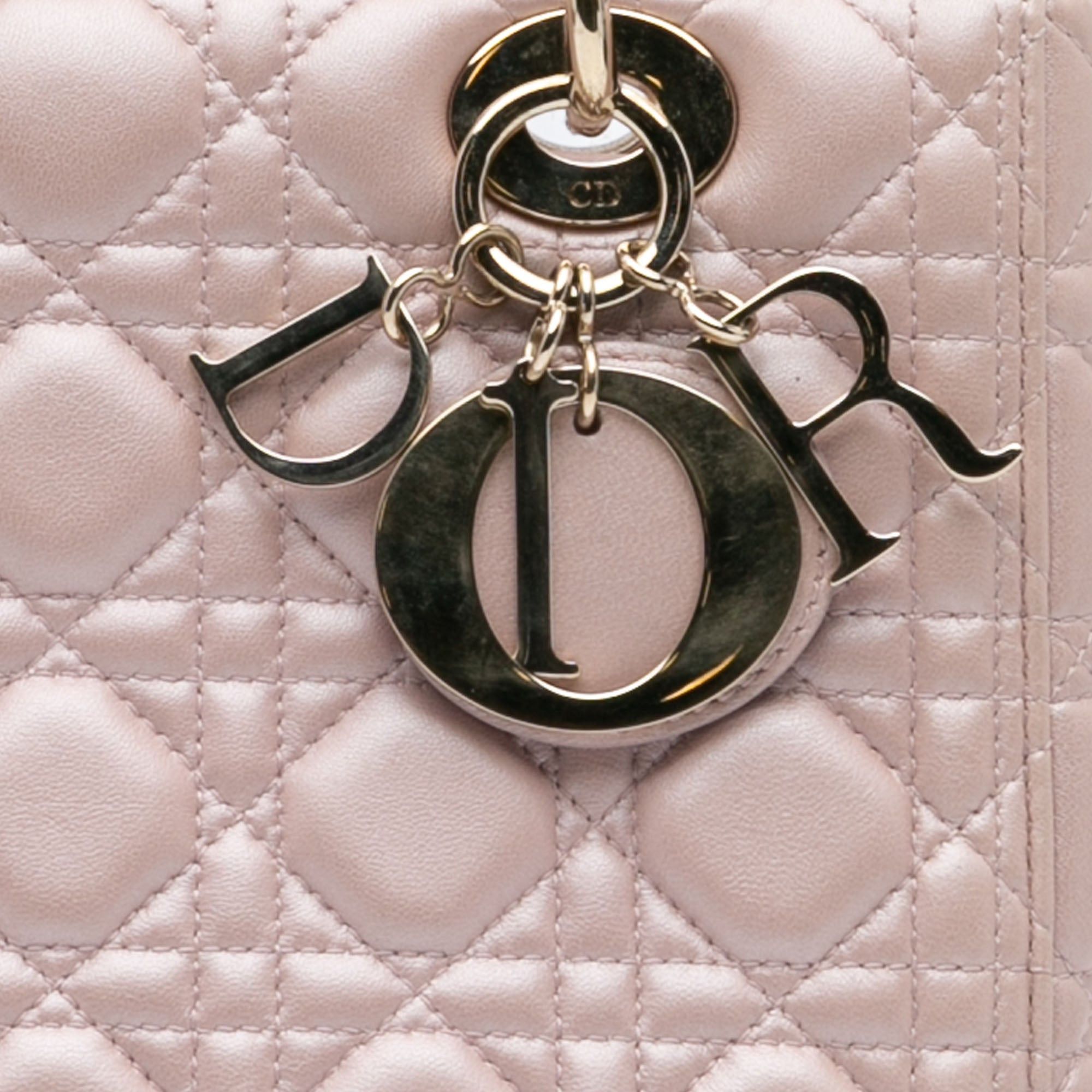 Dior Dior Medium Pearlescent Lambskin Cannage Lady Dior Pink Size ONE SIZE - 7 Thumbnail