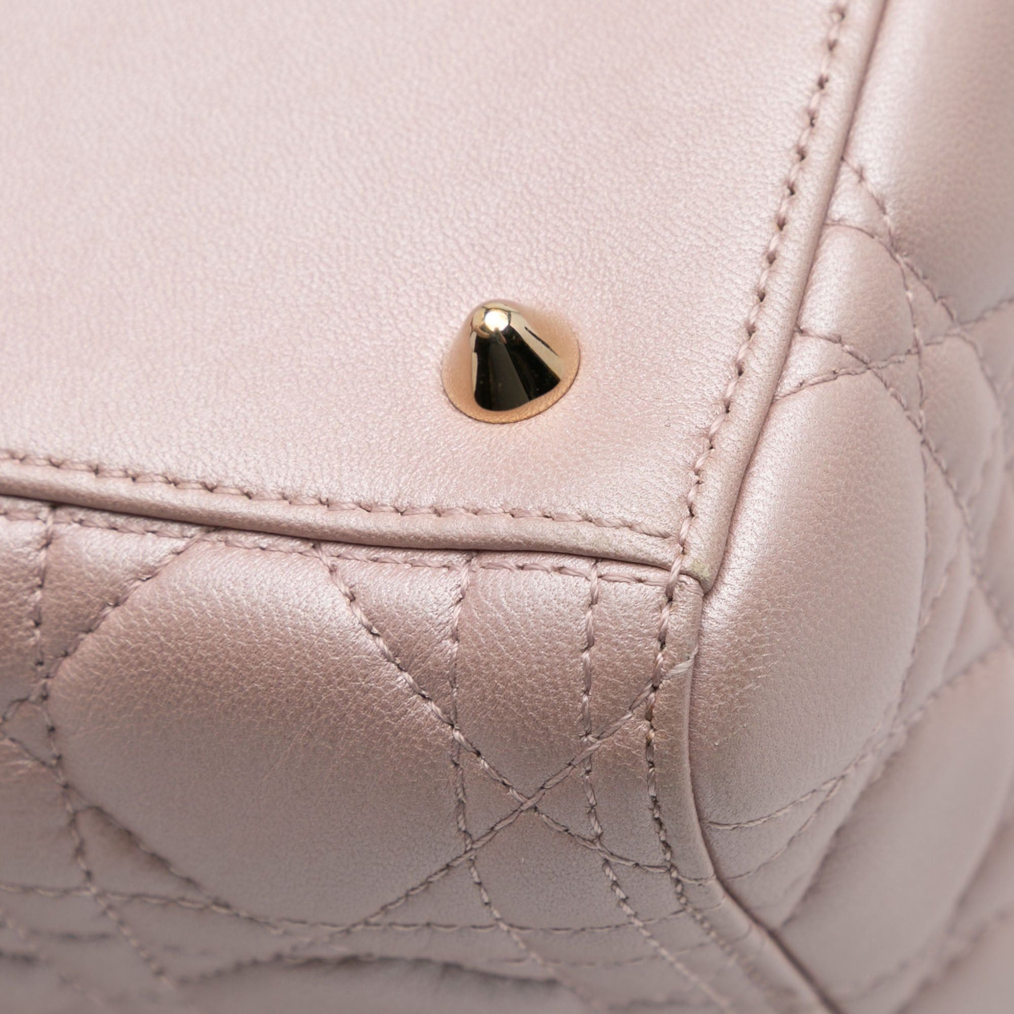Dior Dior Medium Pearlescent Lambskin Cannage Lady Dior Pink Size ONE SIZE - 10 Thumbnail