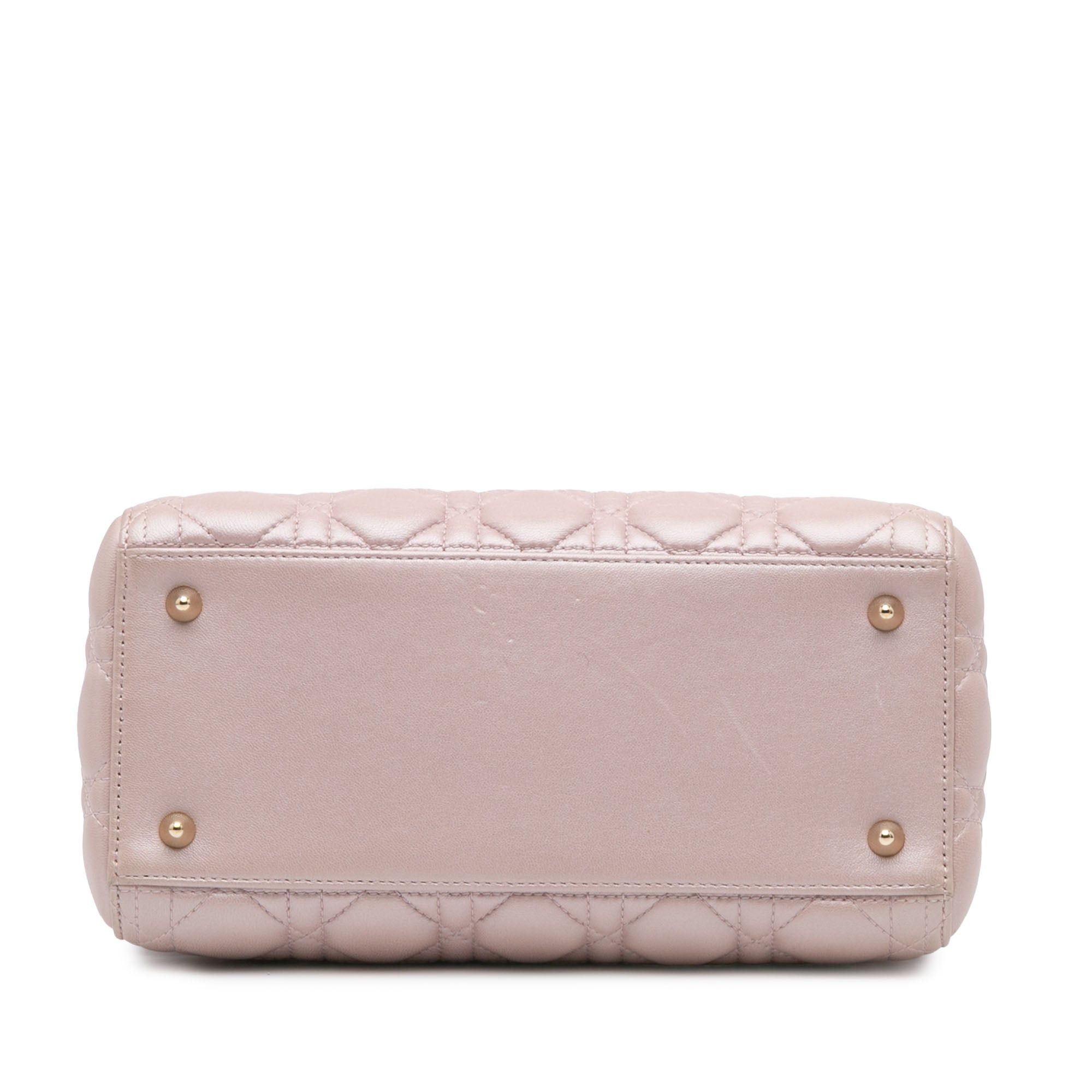 Dior Dior Medium Pearlescent Lambskin Cannage Lady Dior Pink Size ONE SIZE - 3 Thumbnail