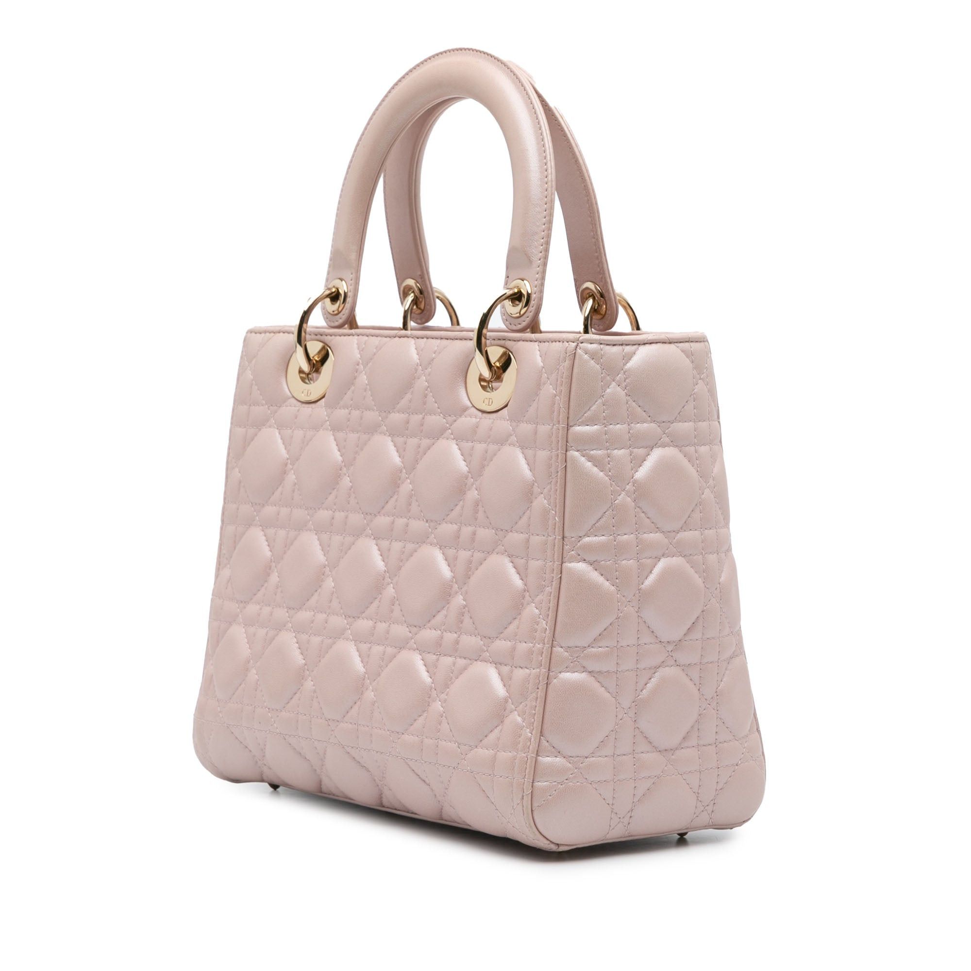 Dior Dior Medium Pearlescent Lambskin Cannage Lady Dior Pink Size ONE SIZE - 2 Thumbnail