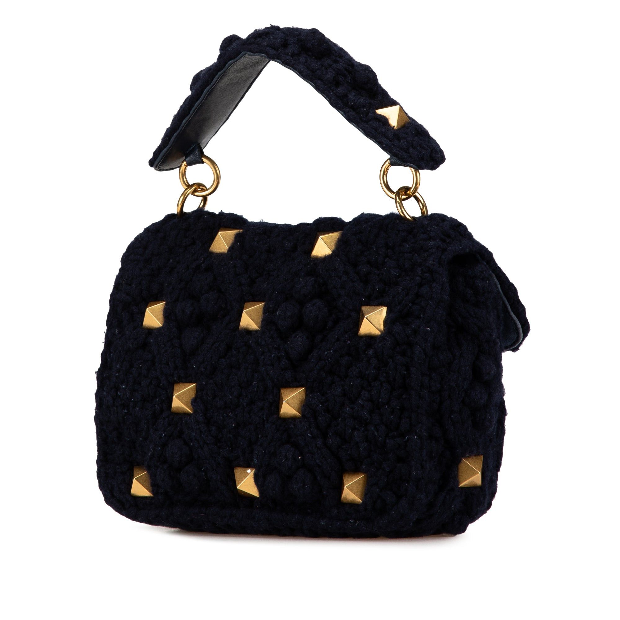 Valentino Valentino Medium Cashmere Roman Stud Satchel Blue Size ONE SIZE - 2 Thumbnail