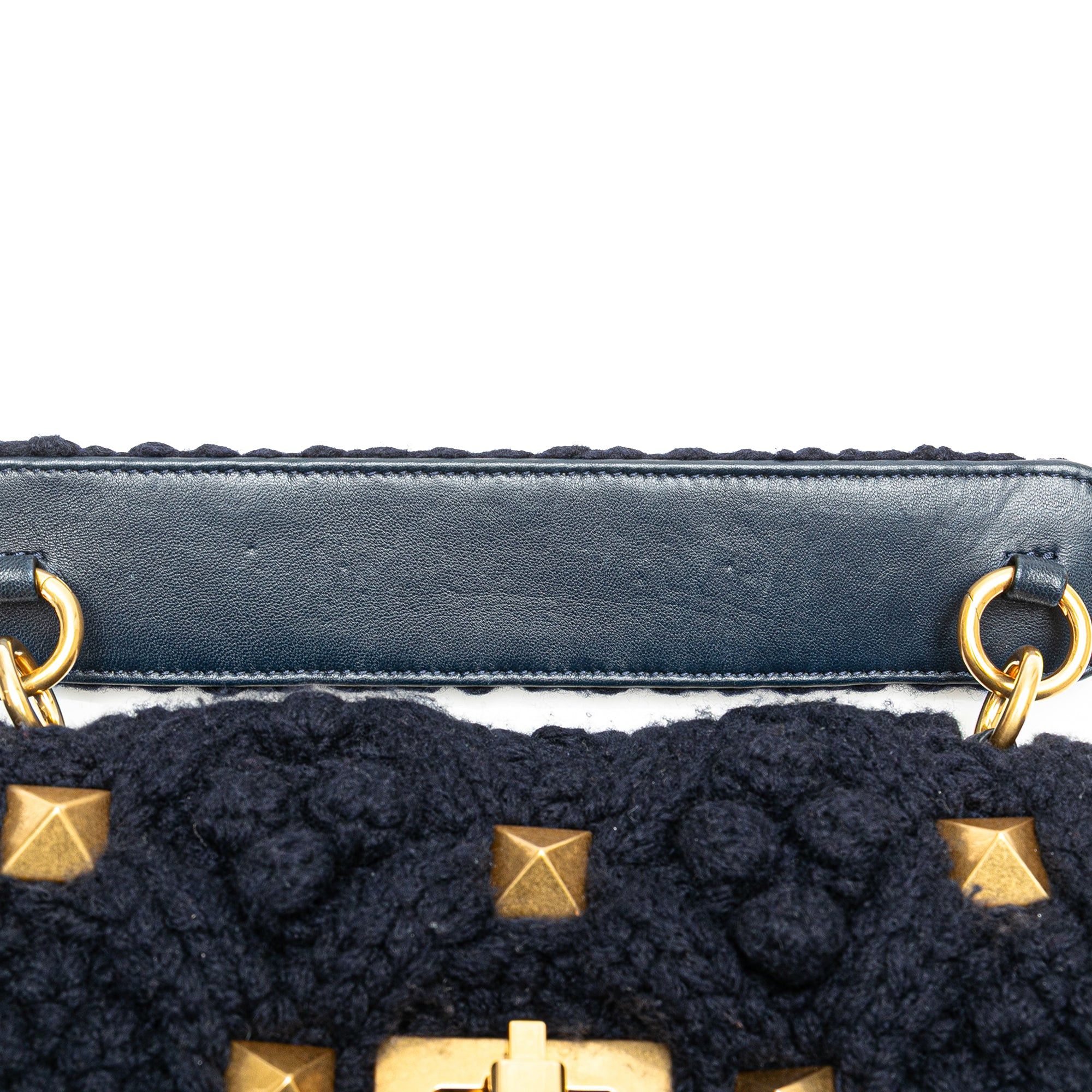 Valentino Valentino Medium Cashmere Roman Stud Satchel Blue Size ONE SIZE - 9 Thumbnail