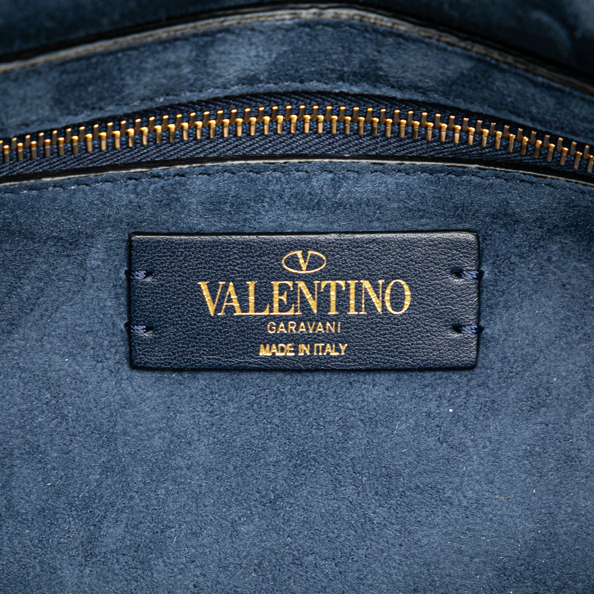 Valentino Valentino Medium Cashmere Roman Stud Satchel Blue Size ONE SIZE - 5 Thumbnail