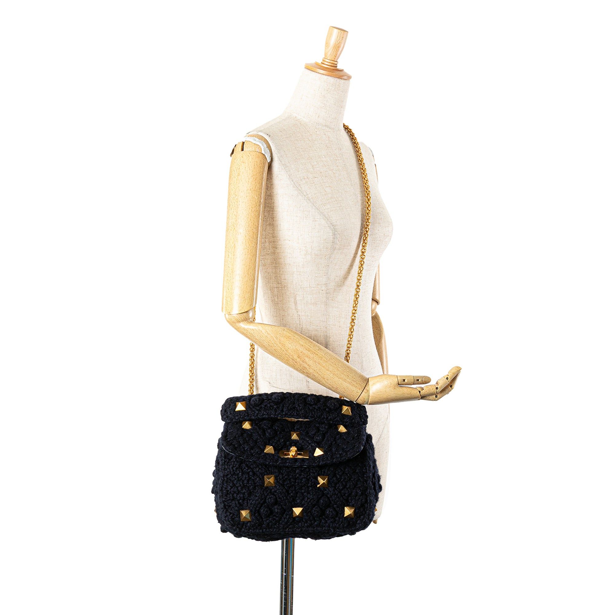Valentino Valentino Medium Cashmere Roman Stud Satchel Blue Size ONE SIZE - 11 Thumbnail