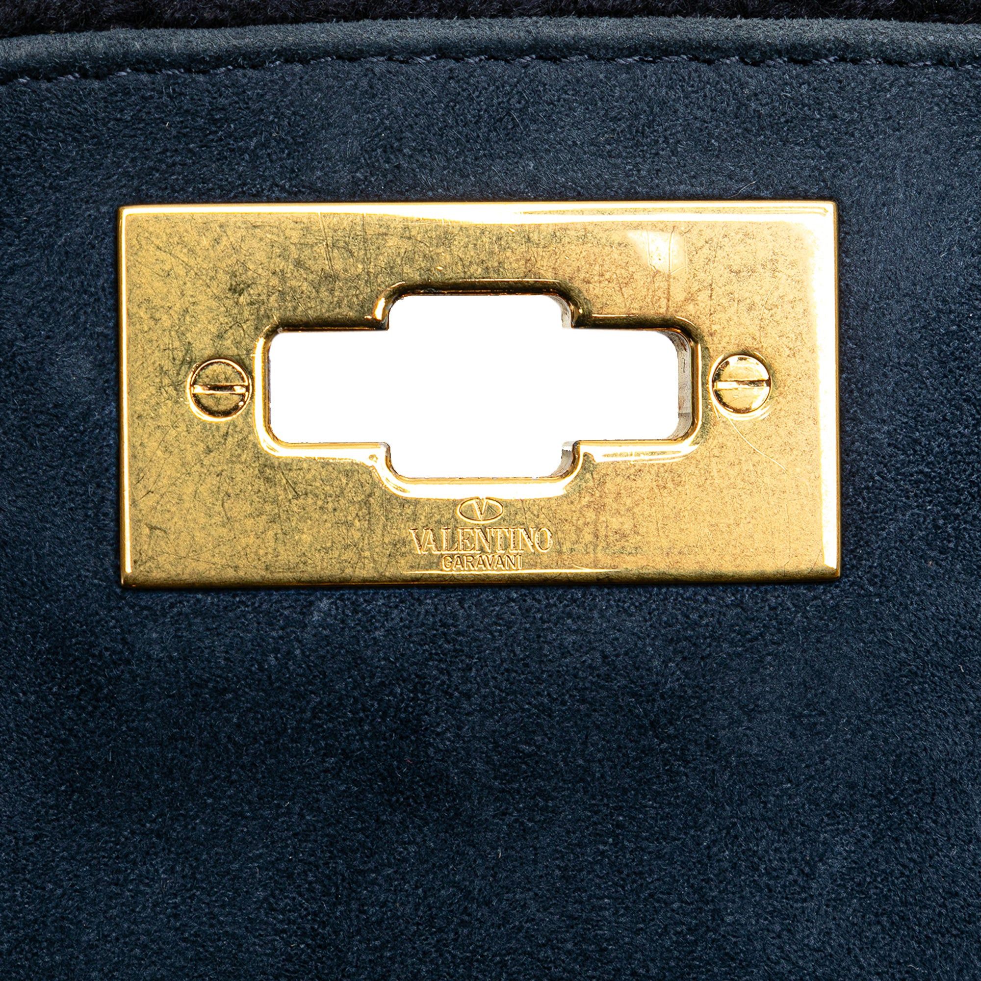Valentino Valentino Medium Cashmere Roman Stud Satchel Blue Size ONE SIZE - 7 Thumbnail
