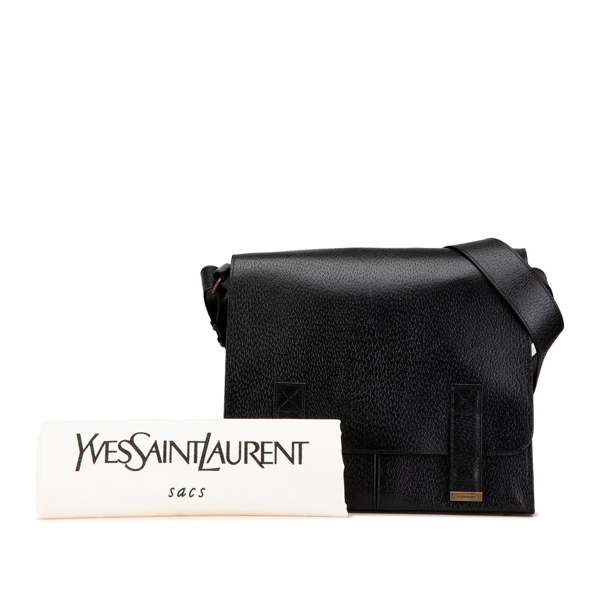 Yves Saint Laurent Yves Saint Laurent Leather Messenger Bag Black Size ONE SIZE - 12 Thumbnail