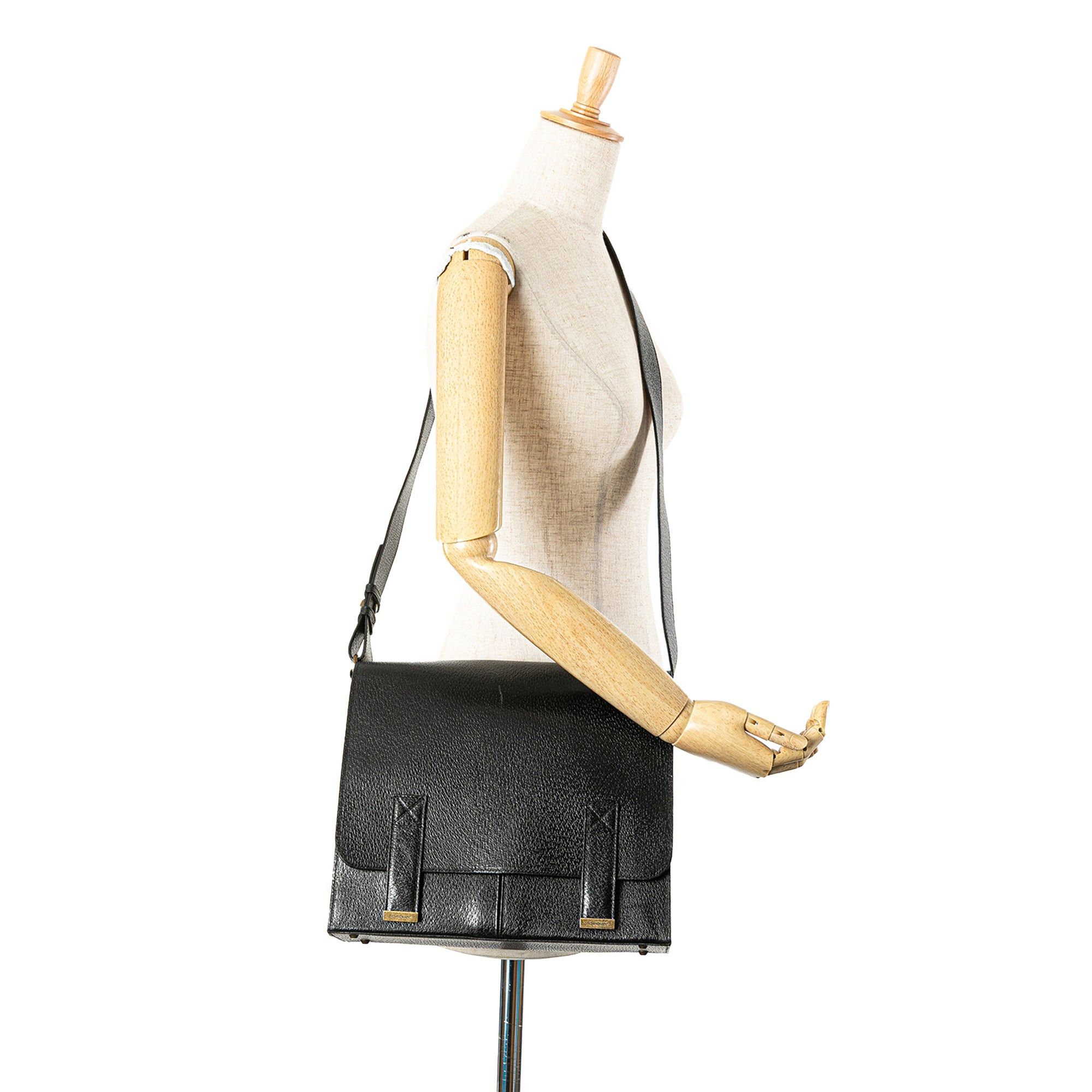 Yves Saint Laurent Yves Saint Laurent Leather Messenger Bag Black Size ONE SIZE - 11 Thumbnail