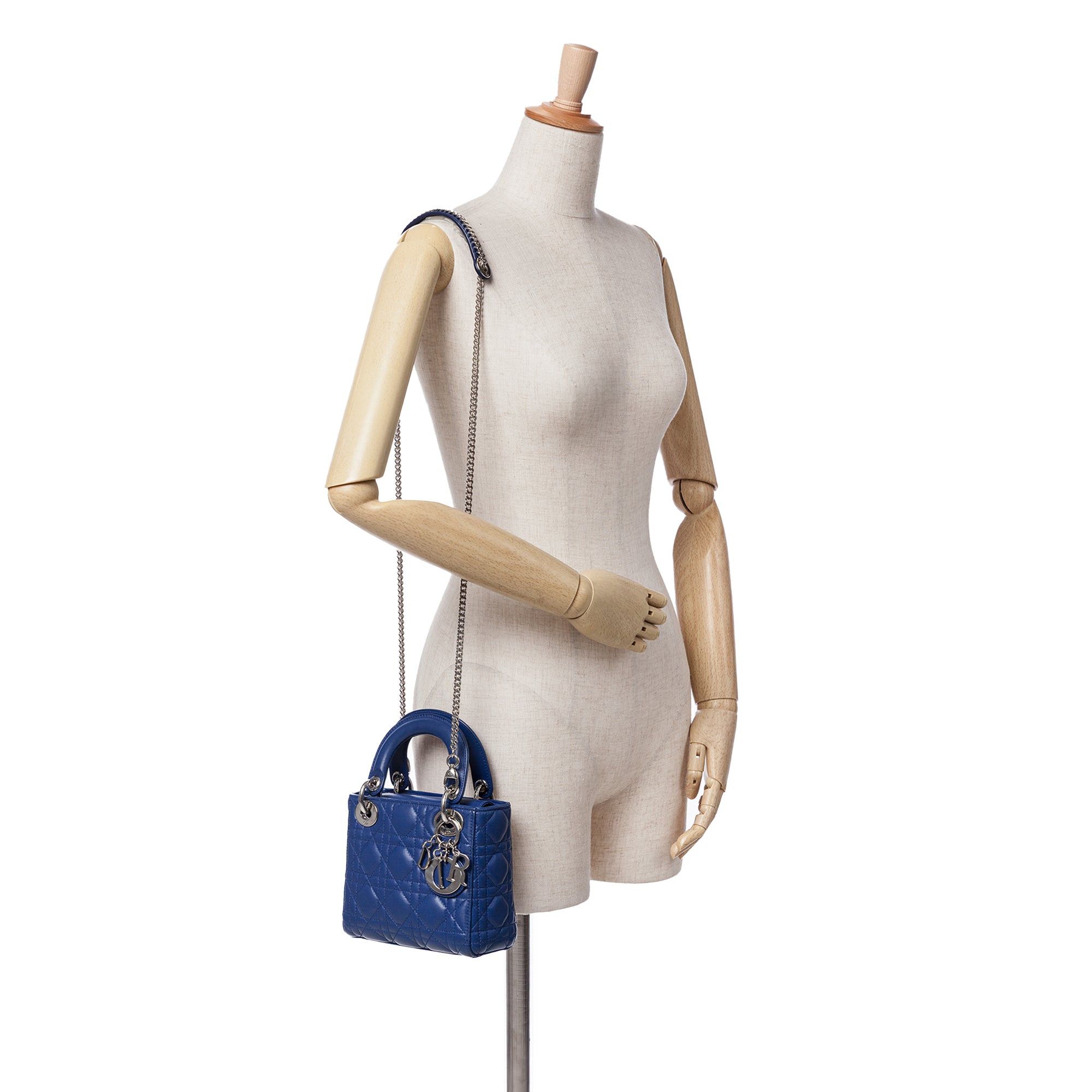 Dior Dior Mini Lambskin Cannage Lady Dior Blue Size ONE SIZE - 8 Thumbnail