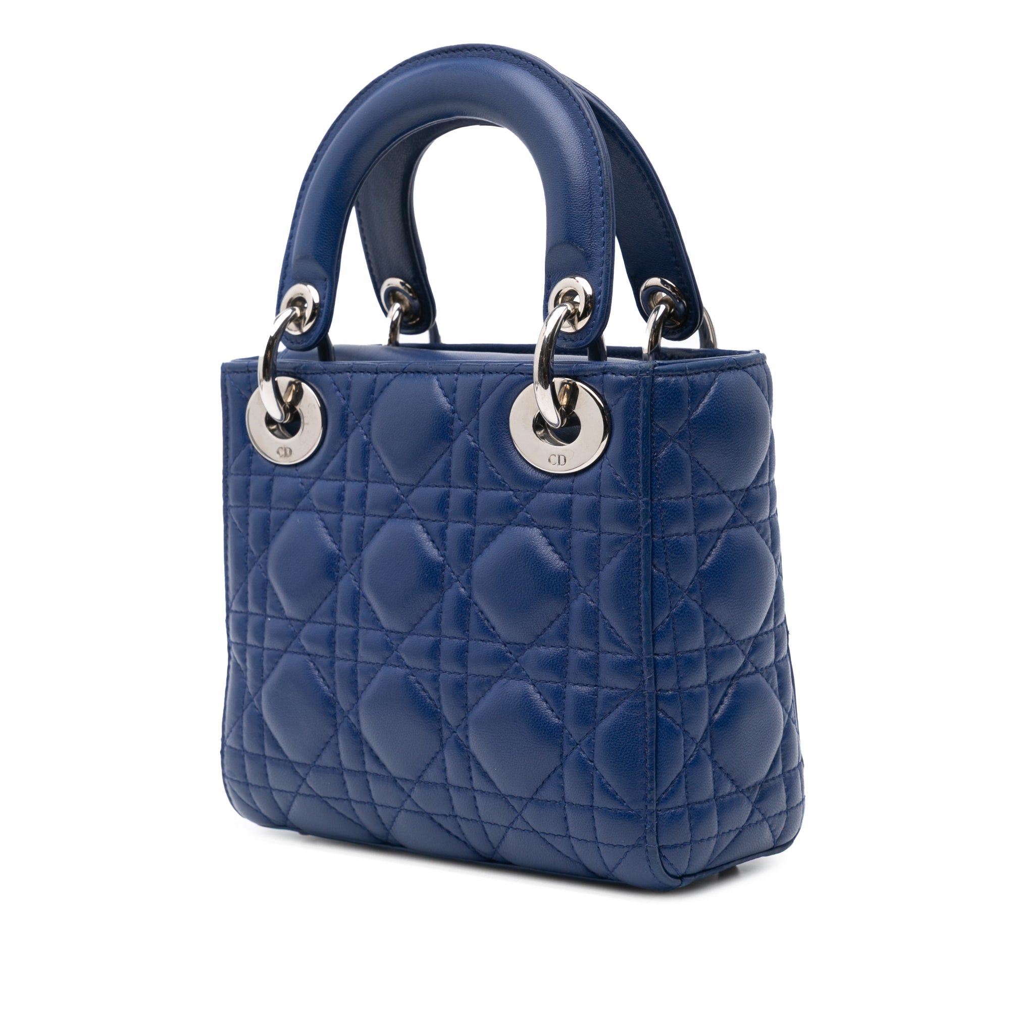 Dior Dior Mini Lambskin Cannage Lady Dior Blue Size ONE SIZE - 2 Thumbnail