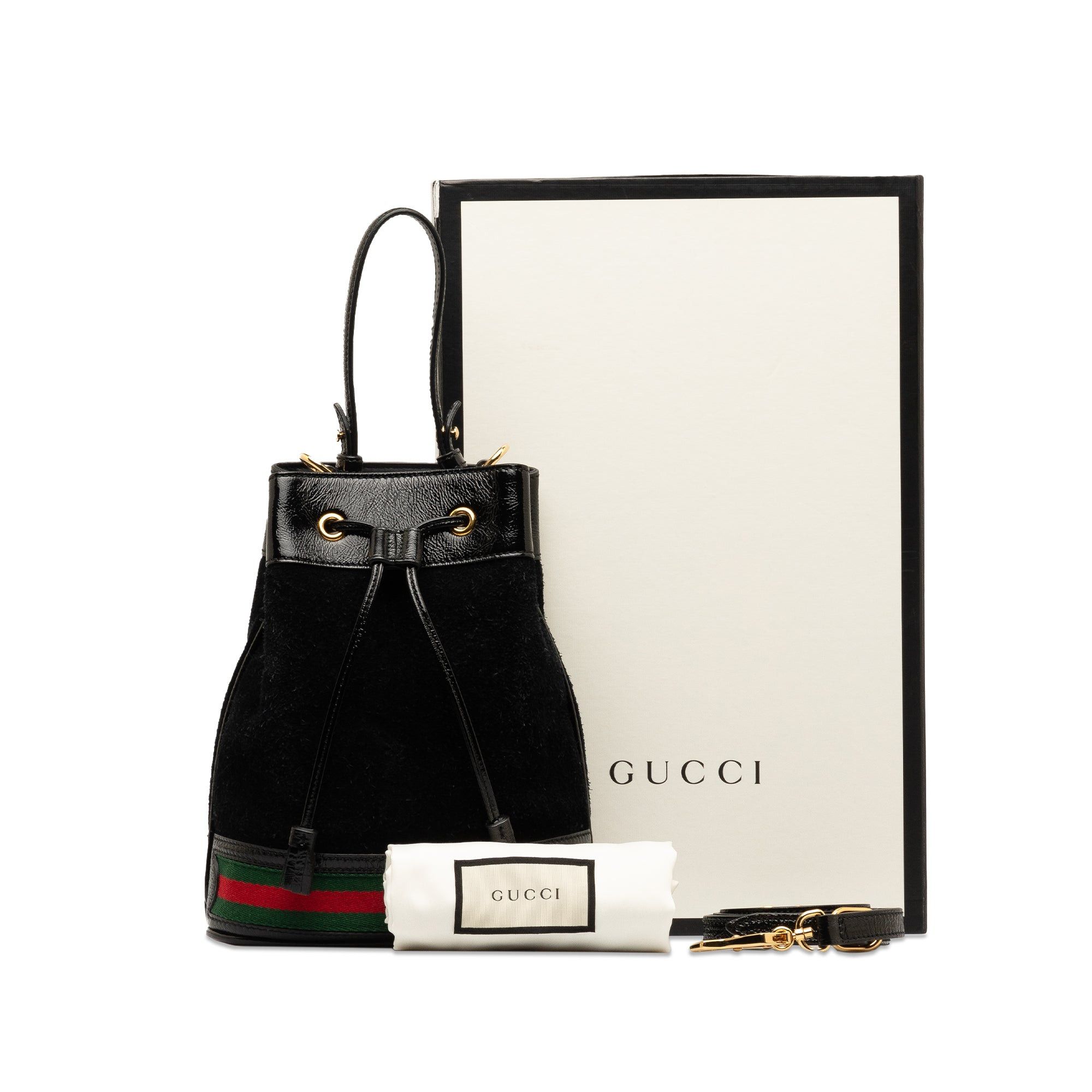 Gucci Gucci Suede Ophidia Web Bucket Bag Black Size ONE SIZE - 10 Thumbnail