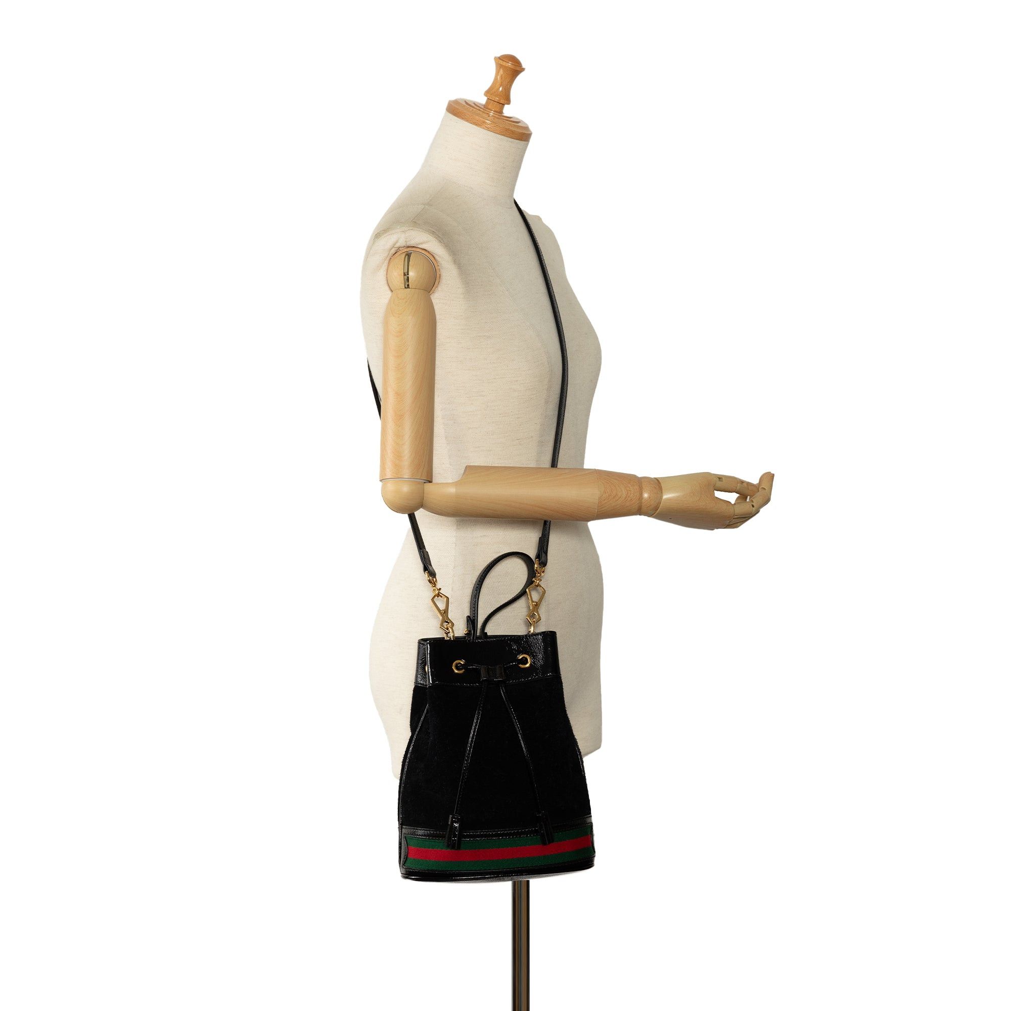 Gucci Gucci Suede Ophidia Web Bucket Bag Black Size ONE SIZE - 9 Thumbnail