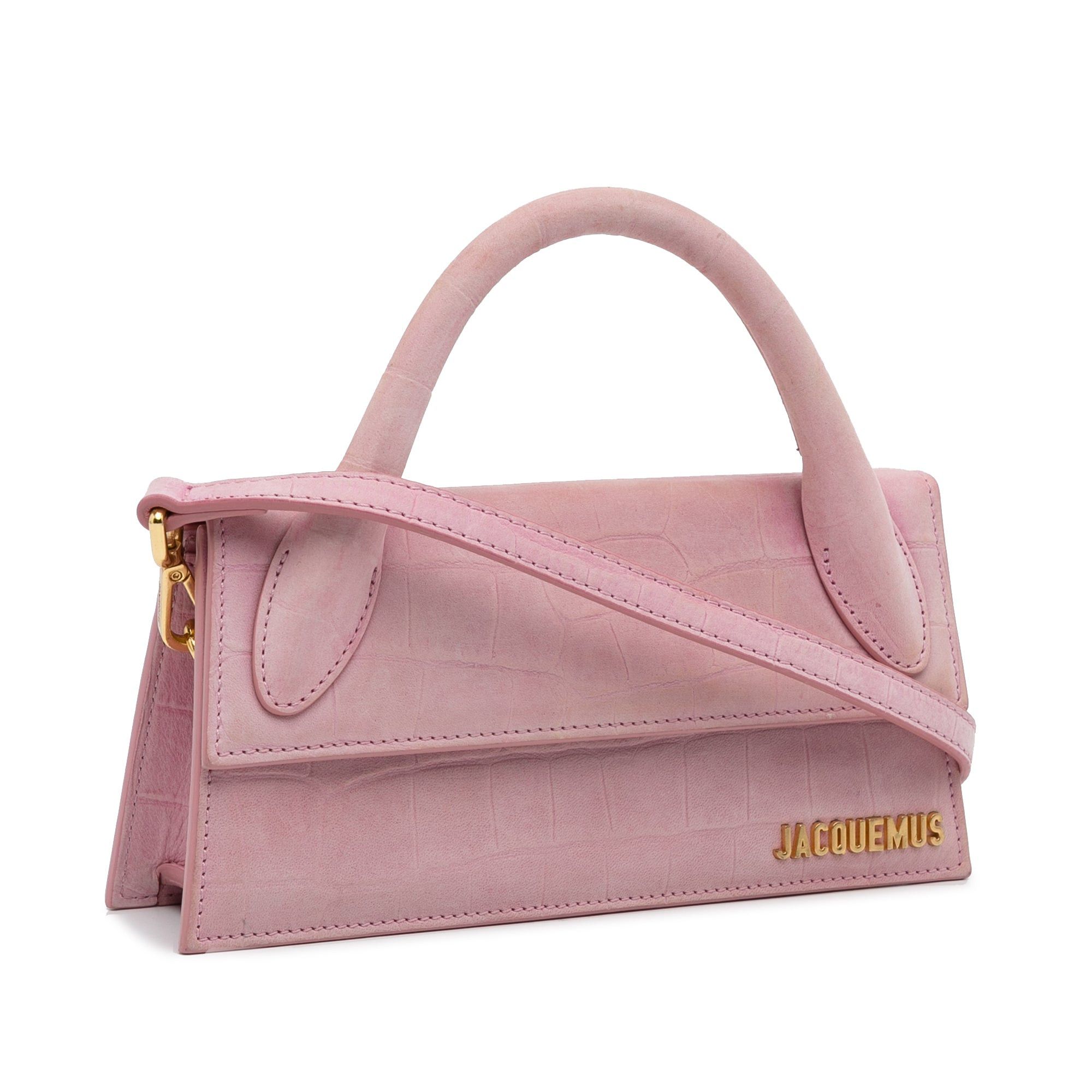 Jacquemus Jacquemus Suede Embossed Le Chiquito Long Pink Size ONE SIZE - 2 Thumbnail