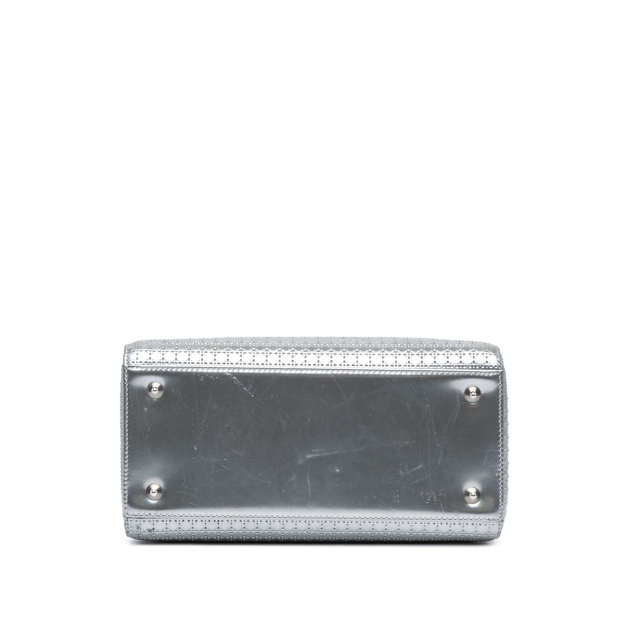 Dior Dior Medium Metallic Patent Microcannage Lady Dior Silver Size ONE SIZE - 3 Thumbnail
