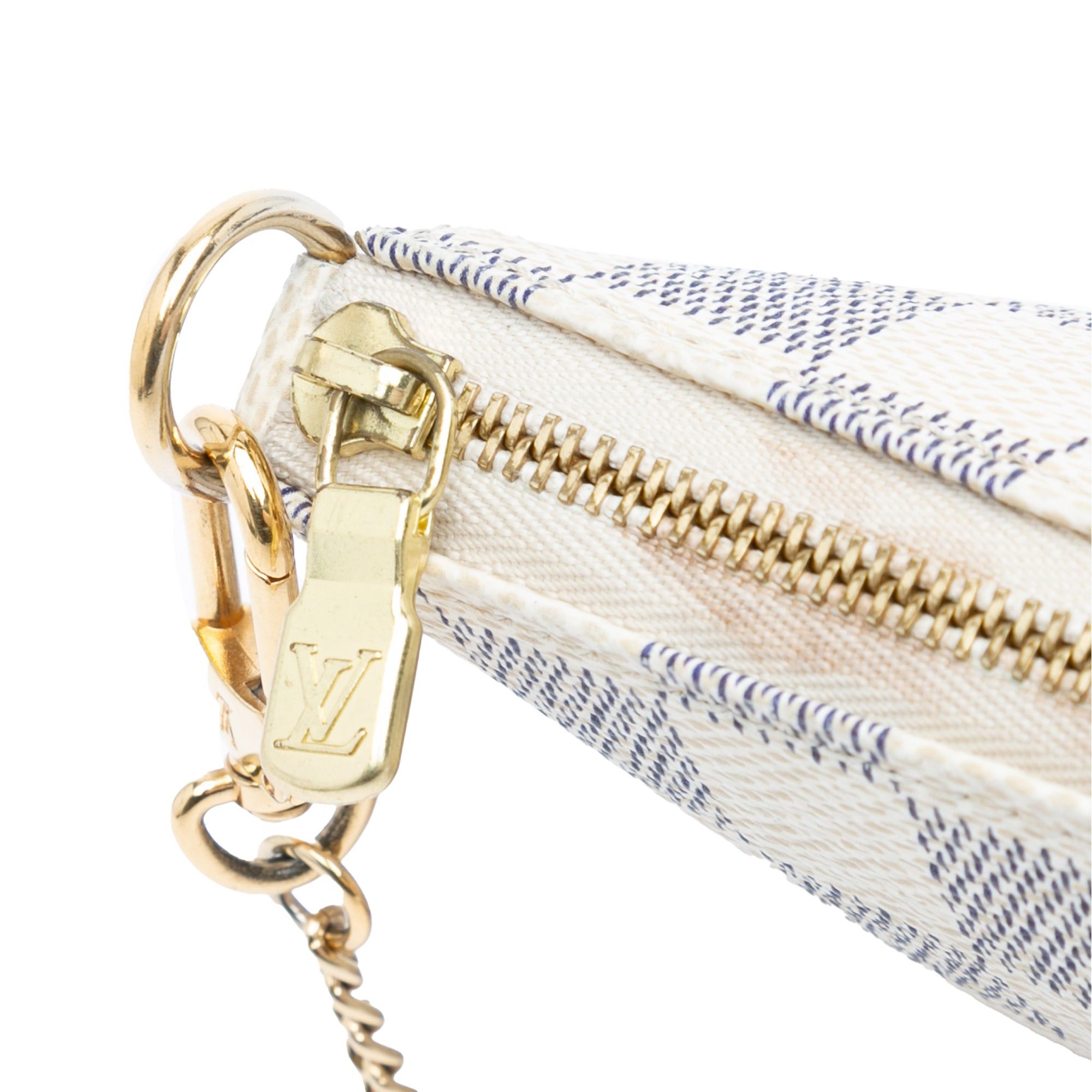 Louis Vuitton Louis Vuitton Damier Azur Mini Pochette Accessories White Size ONE SIZE - 7 Thumbnail