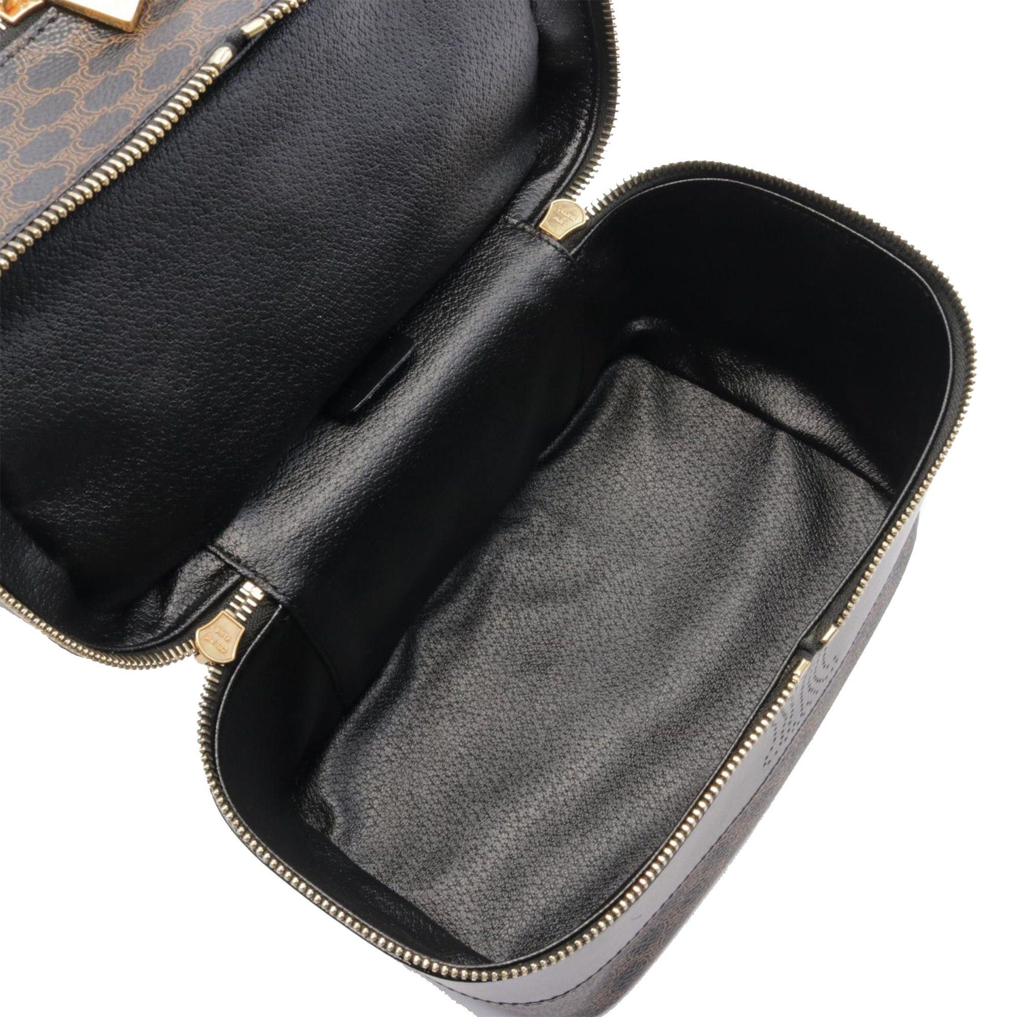 Celine Celine Macadam Coated Canvas Double Zip Vanity Bag Brown Size ONE SIZE - 3 Thumbnail