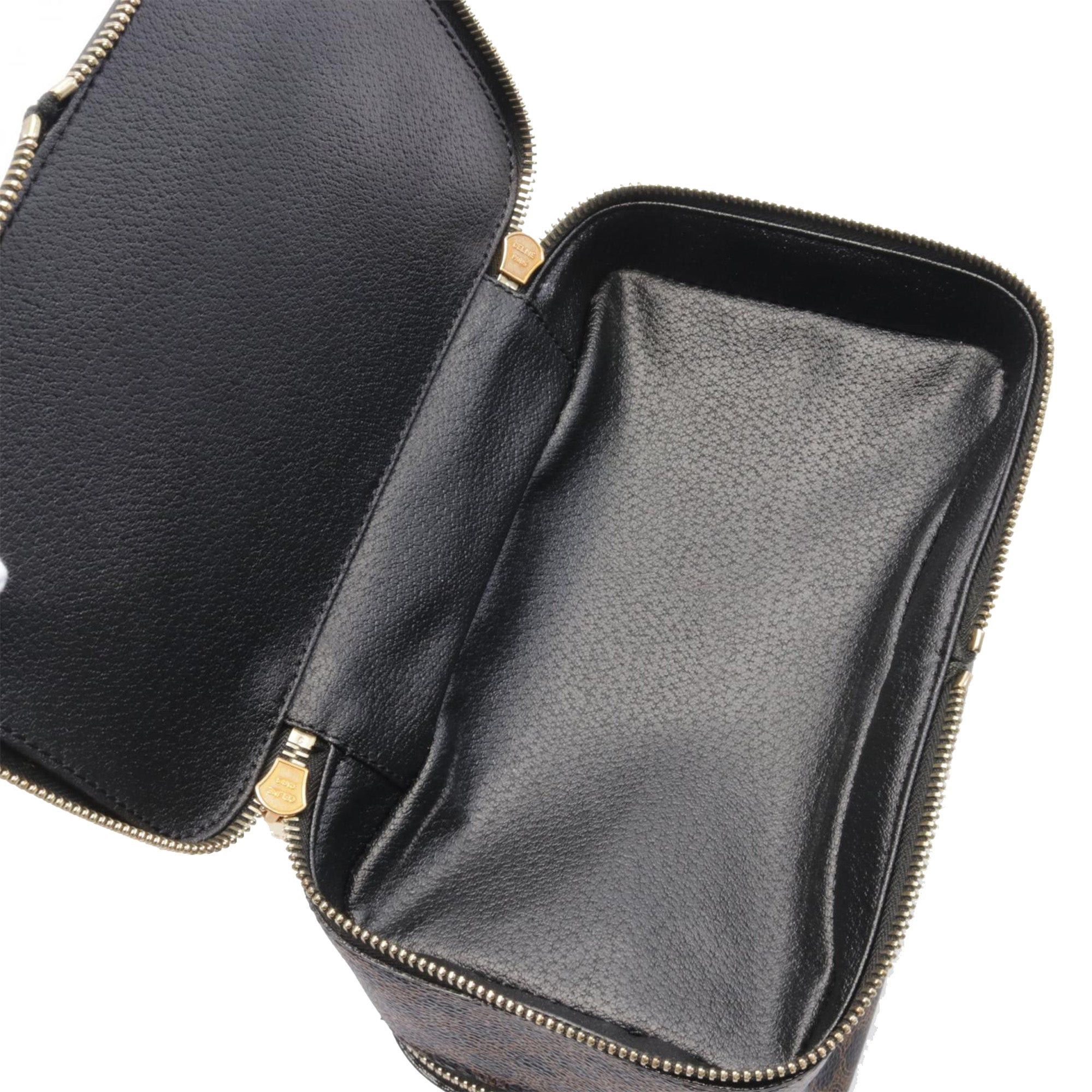 Celine Celine Macadam Coated Canvas Double Zip Vanity Bag Brown Size ONE SIZE - 4 Thumbnail