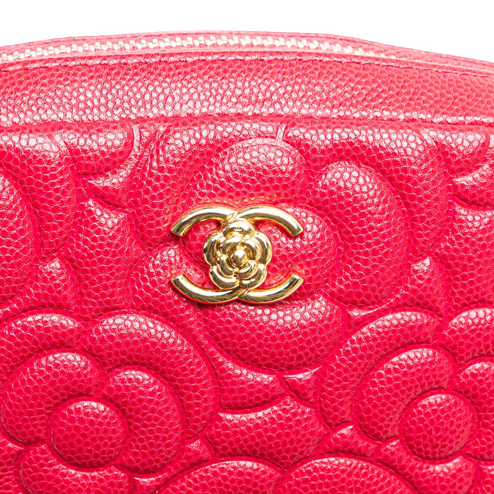 Chanel Chanel Small Caviar Camellia Cosmetic Case Red Size ONE SIZE - 7 Thumbnail