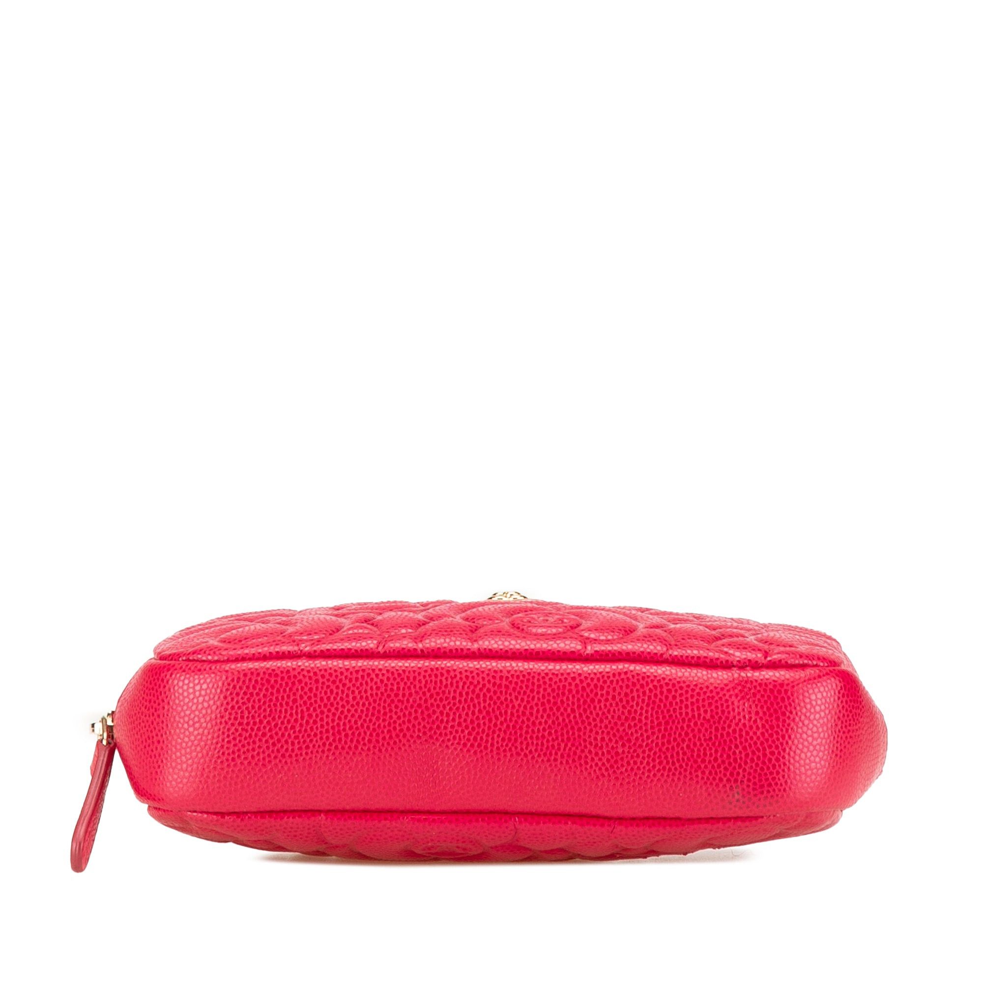 Chanel Chanel Small Caviar Camellia Cosmetic Case Red Size ONE SIZE - 3 Thumbnail