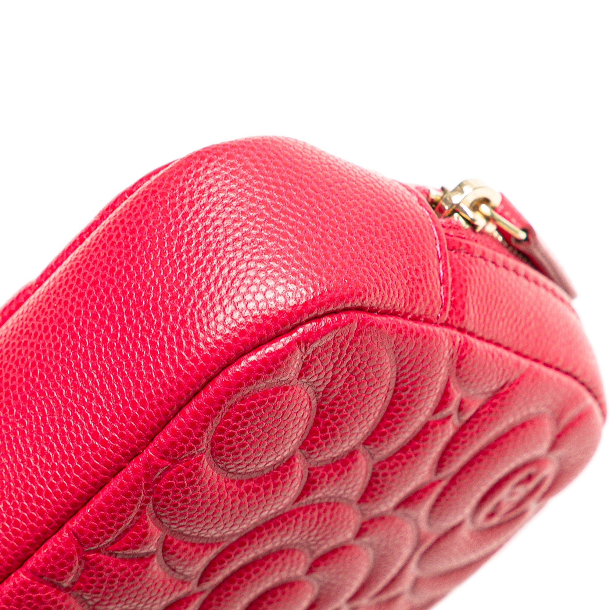 Chanel Chanel Small Caviar Camellia Cosmetic Case Red Size ONE SIZE - 9 Thumbnail