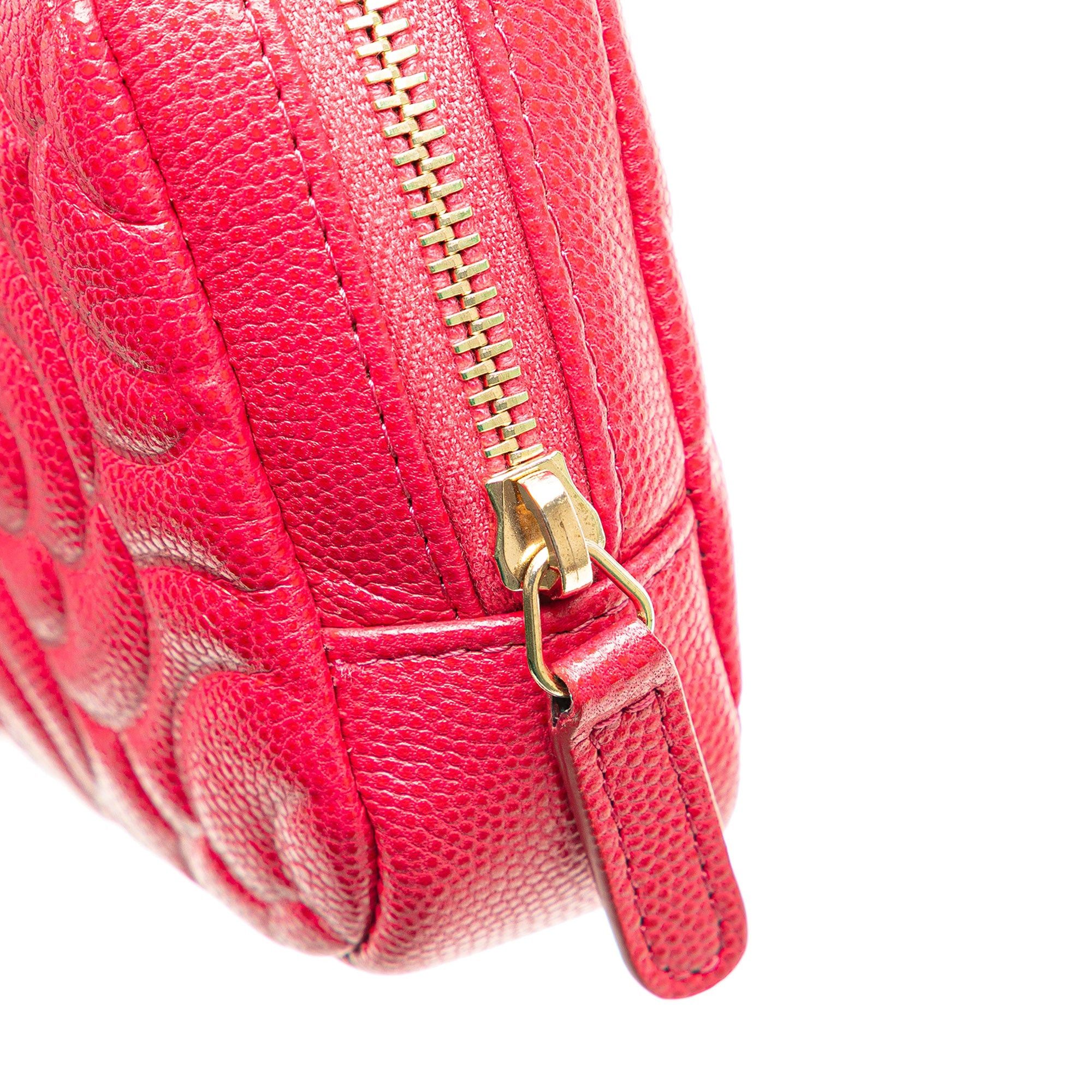 Chanel Chanel Small Caviar Camellia Cosmetic Case Red Size ONE SIZE - 10 Thumbnail