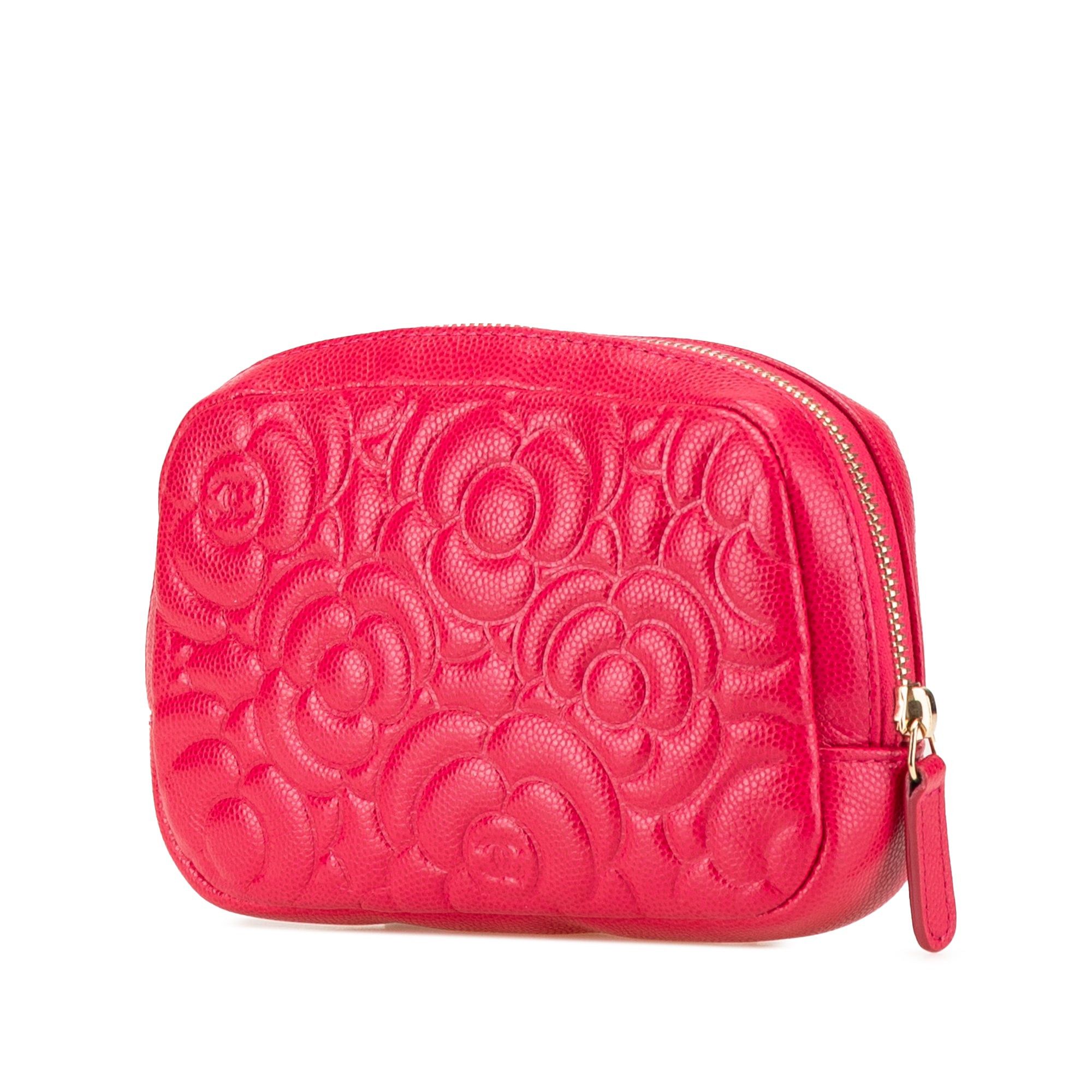 Chanel Chanel Small Caviar Camellia Cosmetic Case Red Size ONE SIZE - 2 Thumbnail