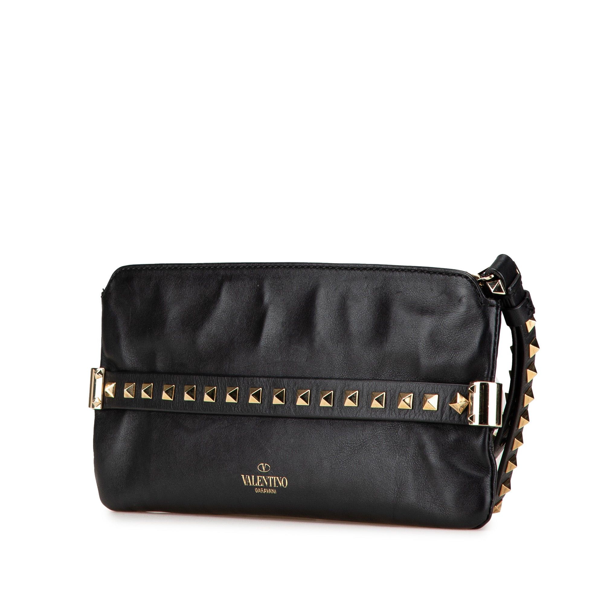 Valentino Valentino Leather Rockstud Wristlet Clutch Black Size ONE SIZE - 2 Thumbnail