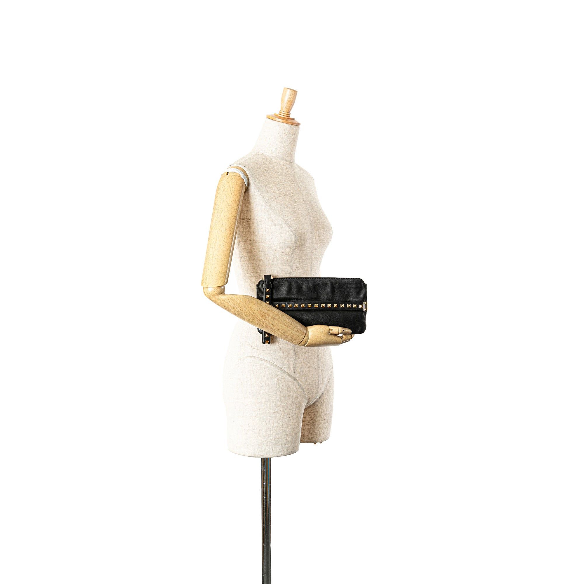 Valentino Valentino Leather Rockstud Wristlet Clutch Black Size ONE SIZE - 11 Thumbnail
