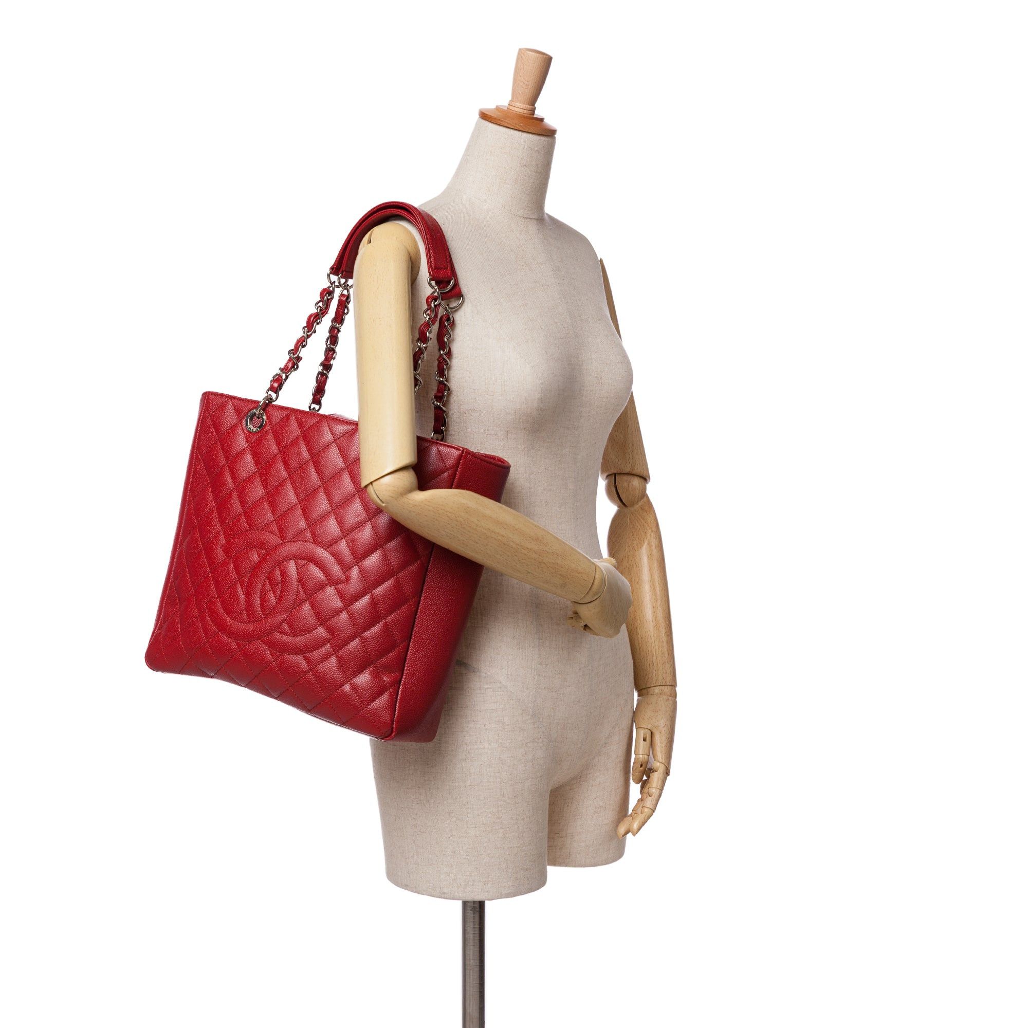 Chanel Chanel Caviar Vertical Large Shopping Tote Red Size ONE SIZE - 9 Thumbnail