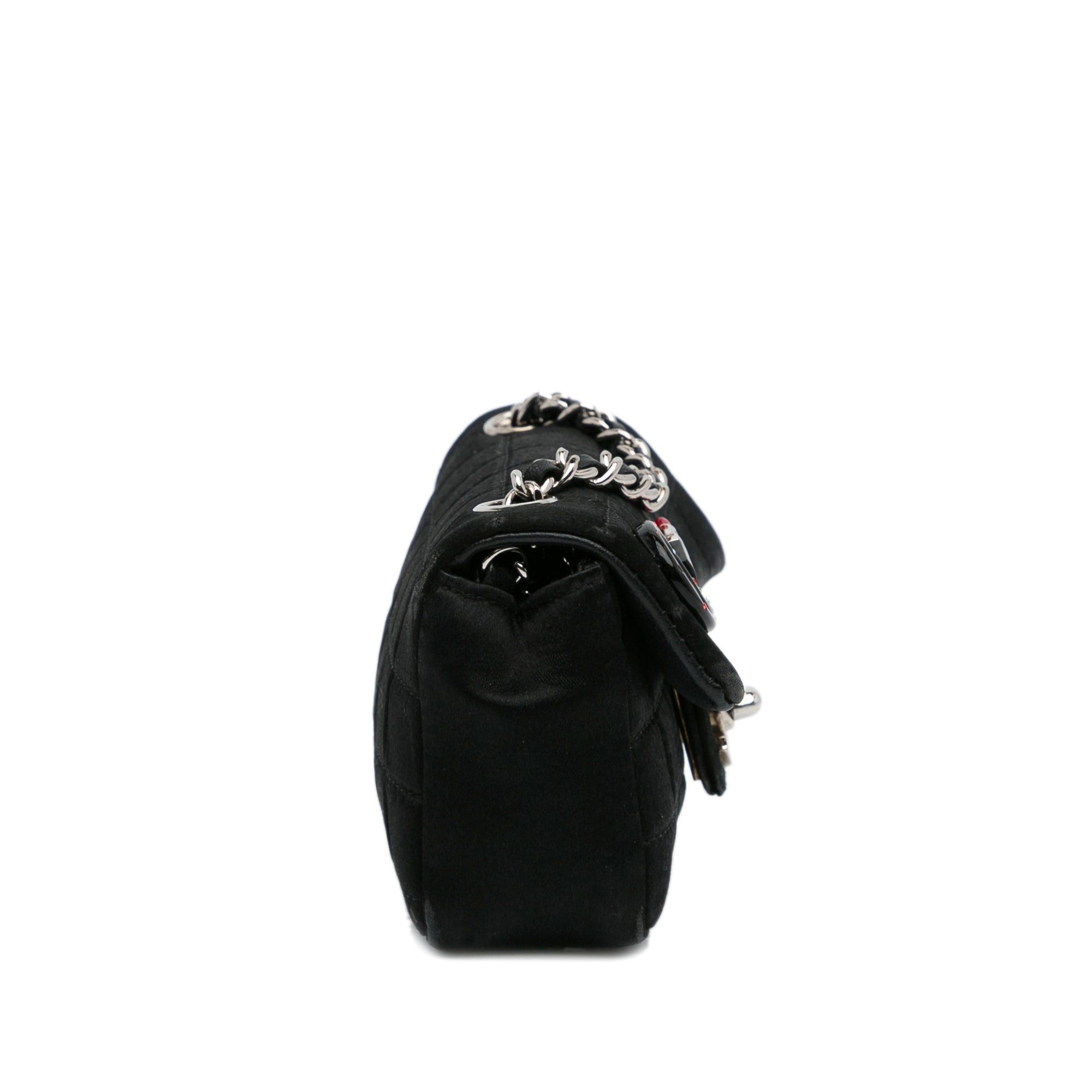 Chanel Chanel Extra Mini Satin Choco Bar Charms Flap Bag Black Size ONE SIZE - 4 Thumbnail