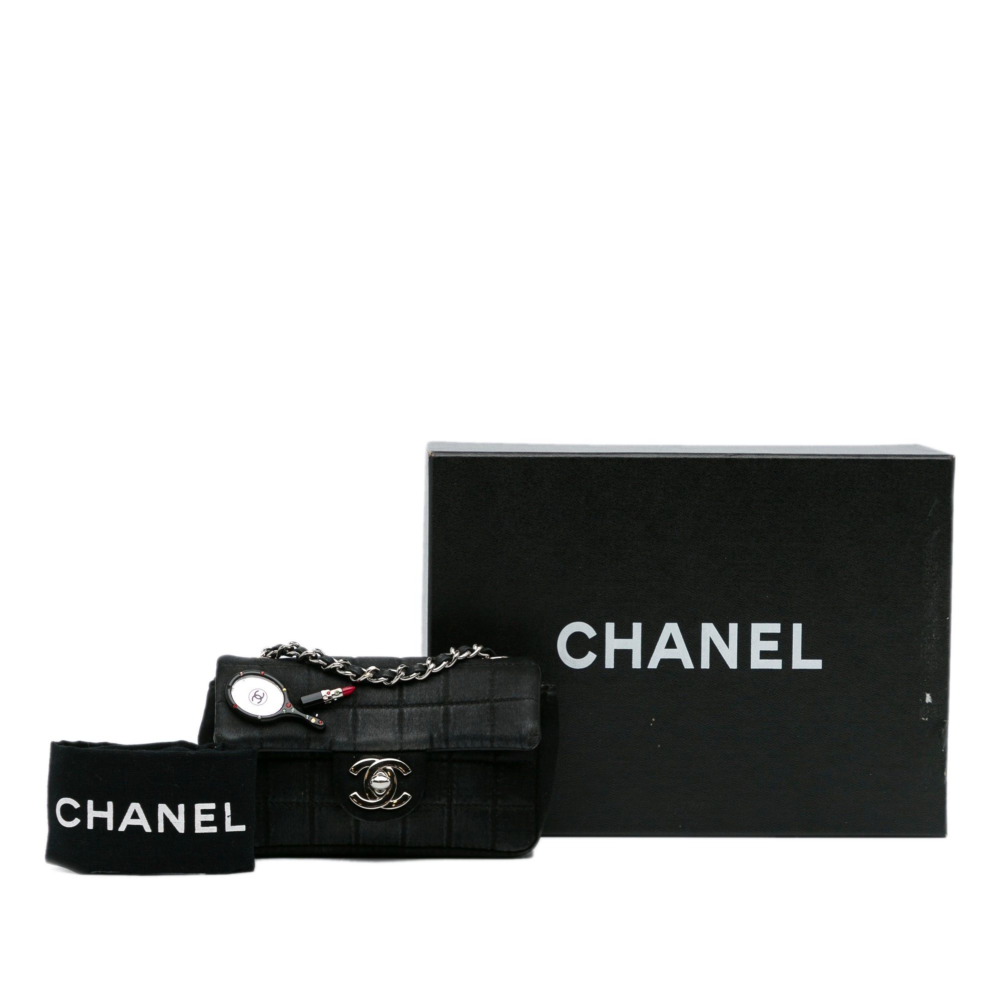 Chanel Chanel Extra Mini Satin Choco Bar Charms Flap Bag Black Size ONE SIZE - 11 Thumbnail