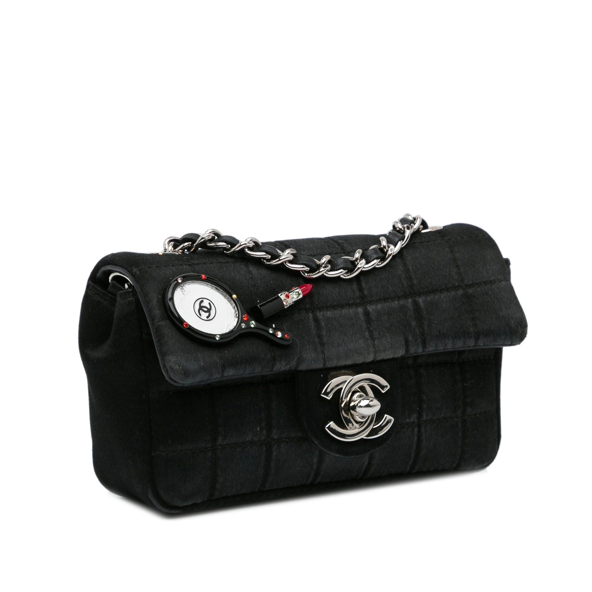 Chanel Chanel Extra Mini Satin Choco Bar Charms Flap Bag Black Size ONE SIZE - 2 Thumbnail
