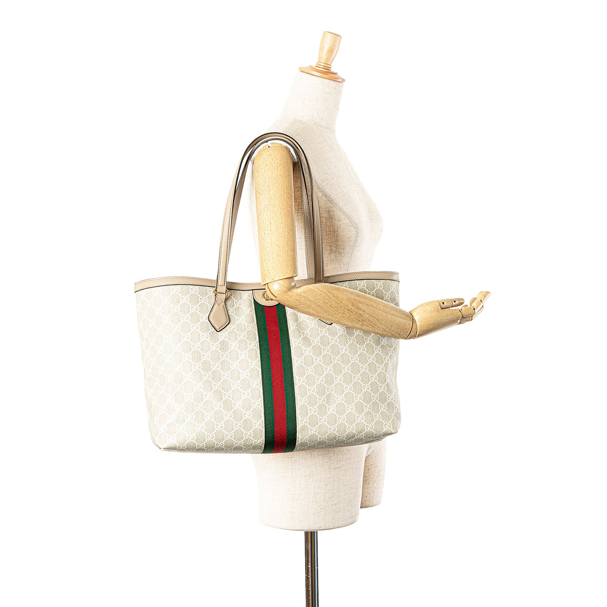 Gucci Gucci Medium GG Supreme Ophidia Tote Brown Size ONE SIZE - 12 Thumbnail