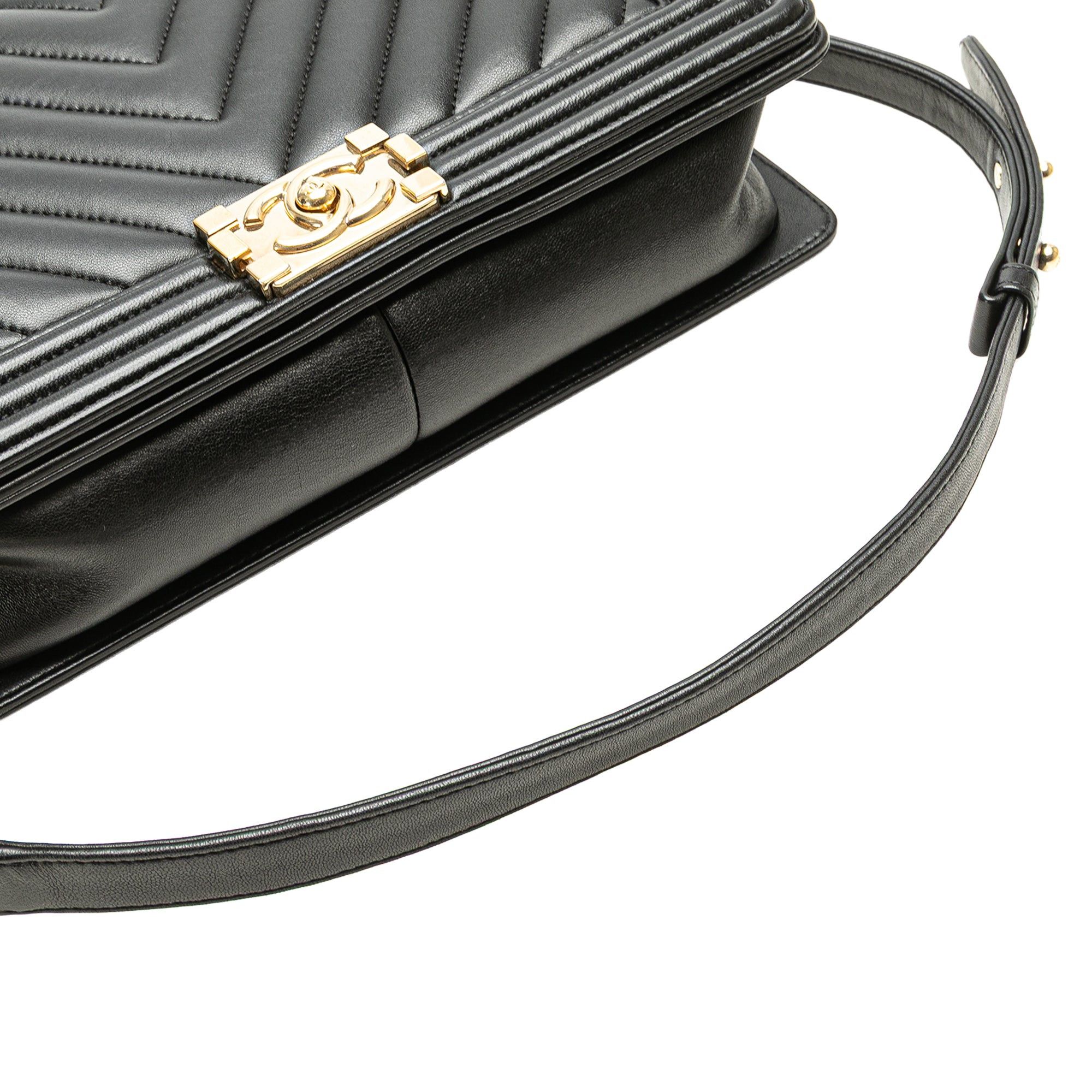 Chanel Chanel New Medium Chevron Lambskin Boy Flap Black Size ONE SIZE - 13 Thumbnail