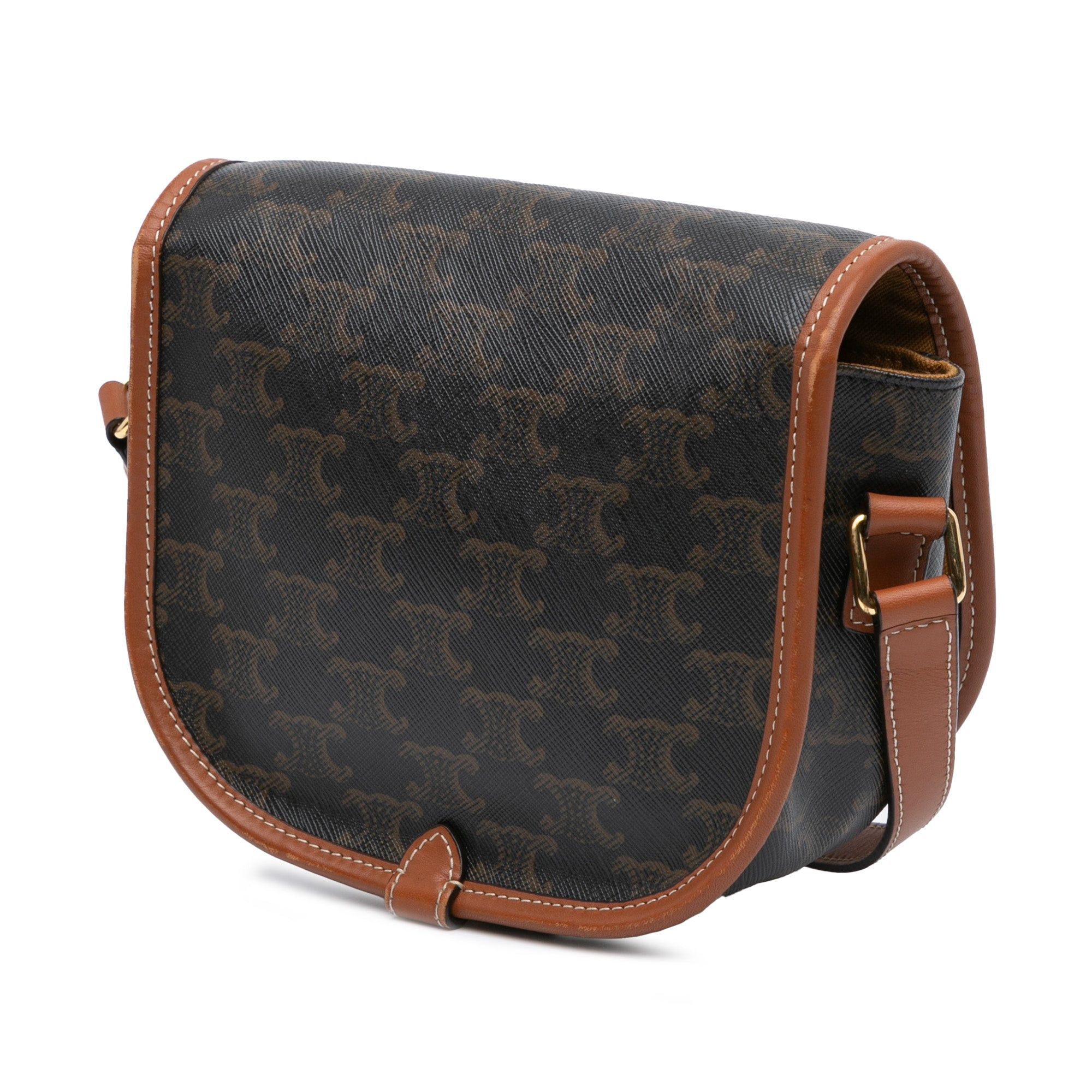 Celine Celine Medium Triomphe Coated Canvas Folco Crossbody Brown Size ONE SIZE - 2 Thumbnail