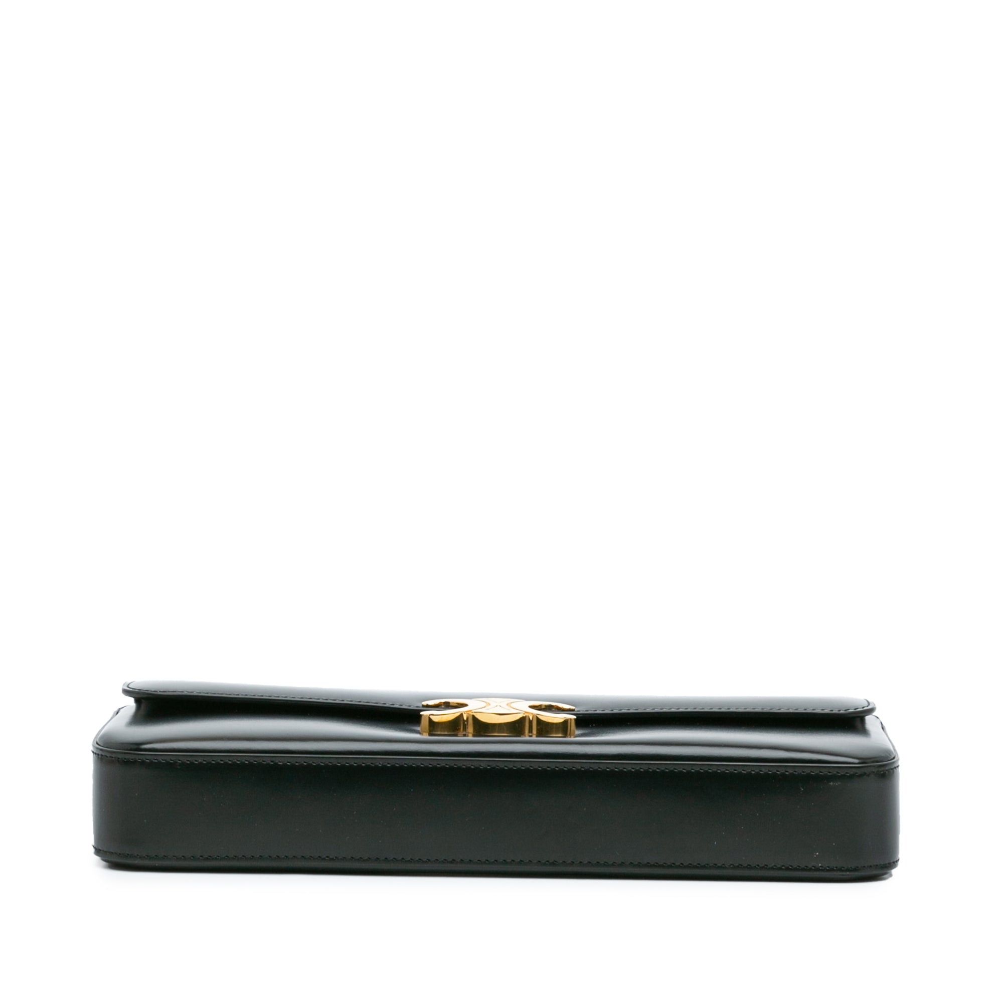 Celine Celine Triomphe Calfskin Leather Chain Shoulder Bag Black Size ONE SIZE - 3 Thumbnail