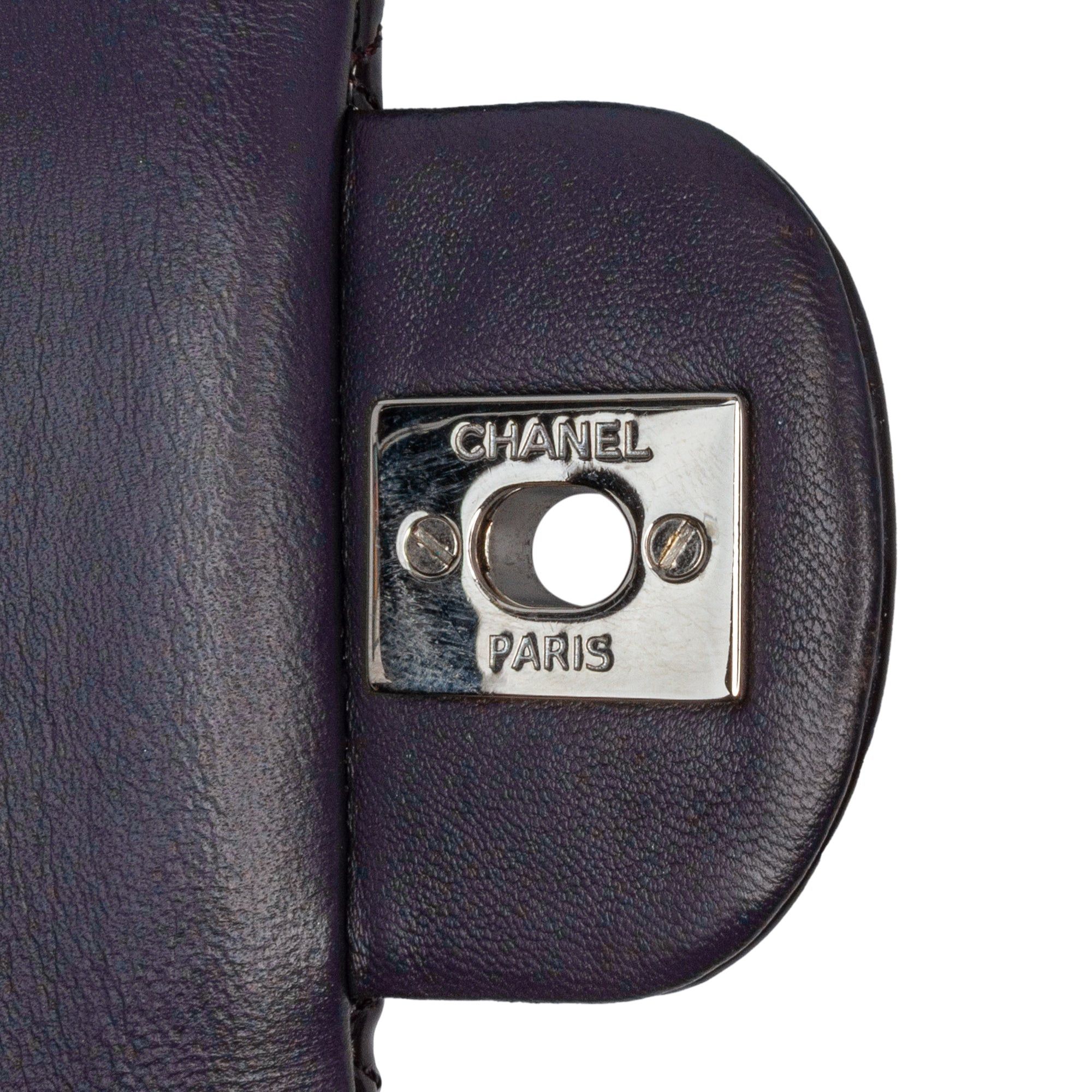 Chanel Chanel Medium Classic Patent Double Flap Purple Size ONE SIZE - 8 Thumbnail