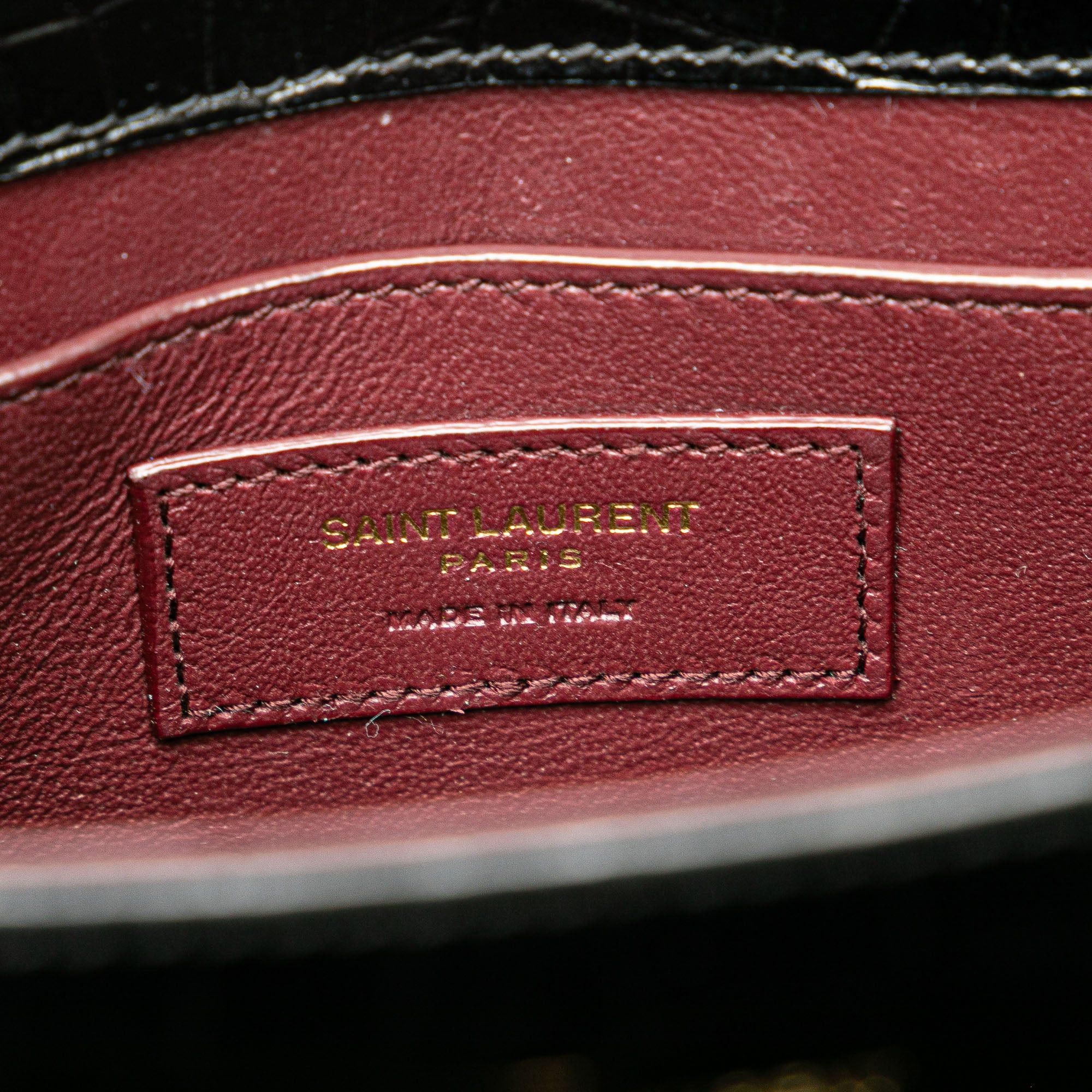 Saint Laurent Paris Saint Laurent Mini Croc Embossed Monogram Cassandra Satchel Black Size ONE SIZE - 5 Thumbnail