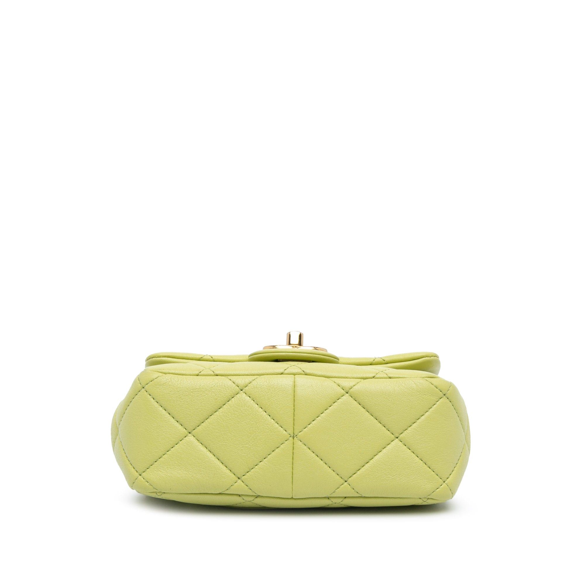 Chanel Chanel Mini Quilted Lambskin Oval Logo Chain Top Handle Flap Green Size ONE SIZE - 3 Thumbnail