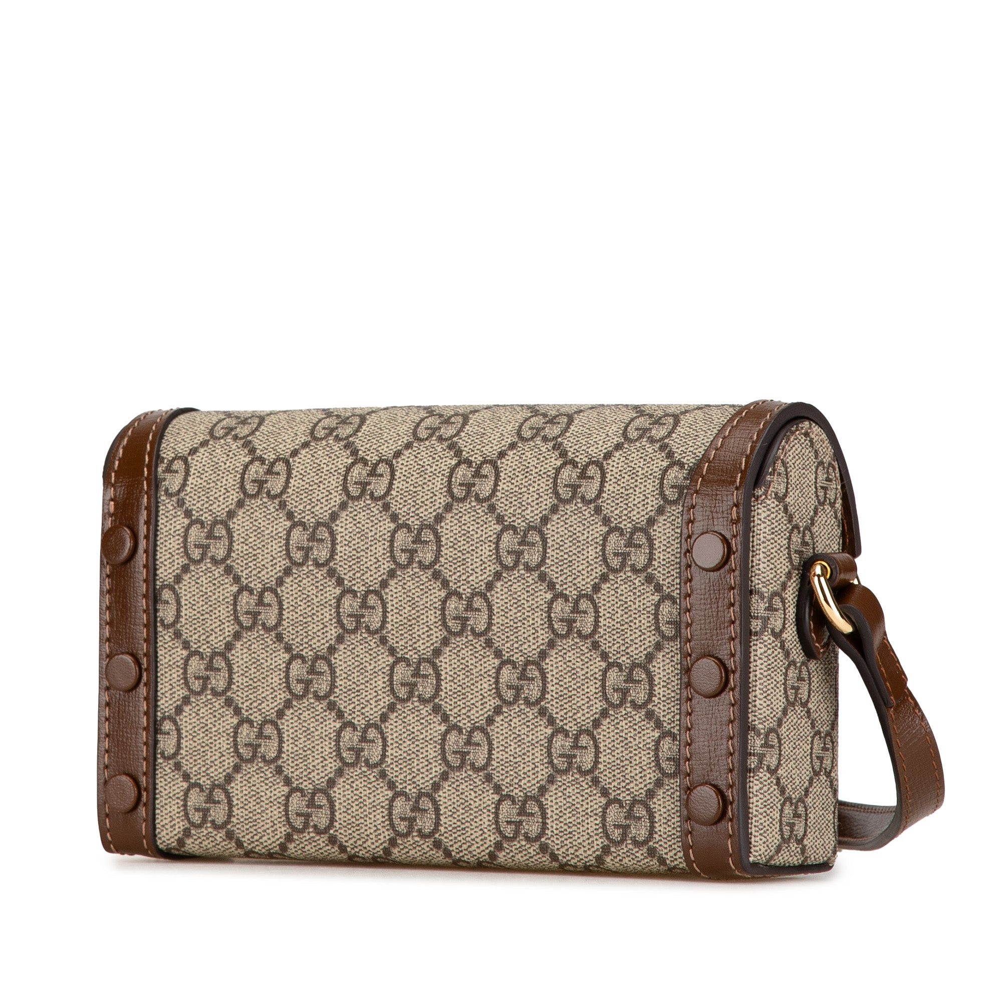 Gucci Mini GG Supreme Horsebit 1955 Crossbody Brown
