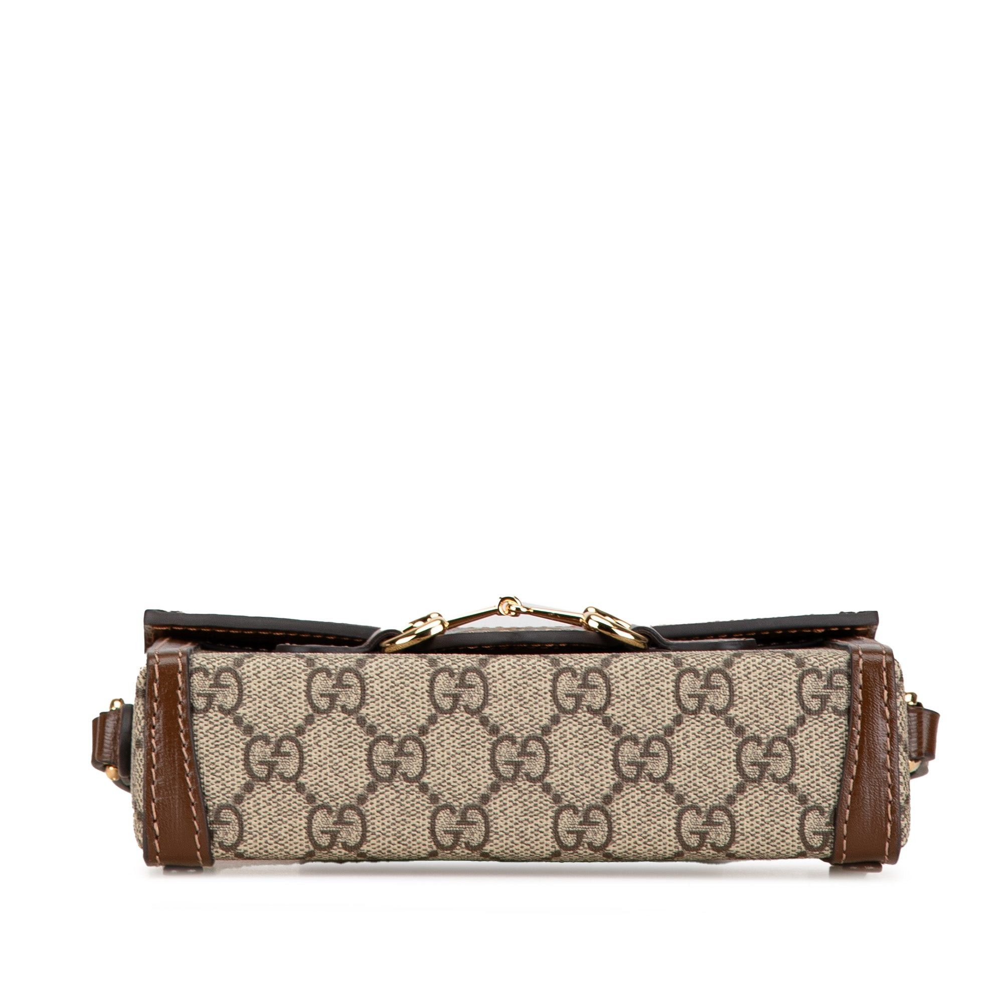 Gucci Mini GG Supreme Horsebit 1955 Crossbody Brown