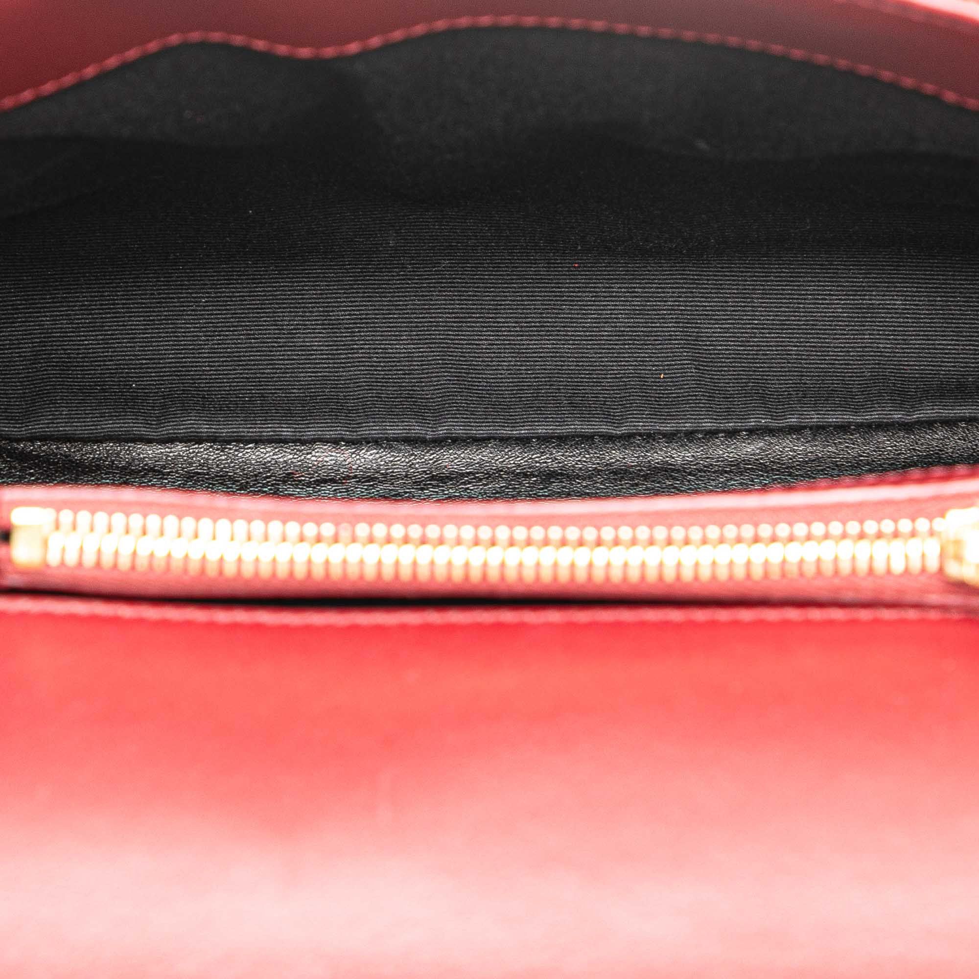 Saint Laurent Paris Saint Laurent Medium Calfskin and Suede Chevron Monogram College Satchel Red Size ONE SIZE - 4 Thumbnail