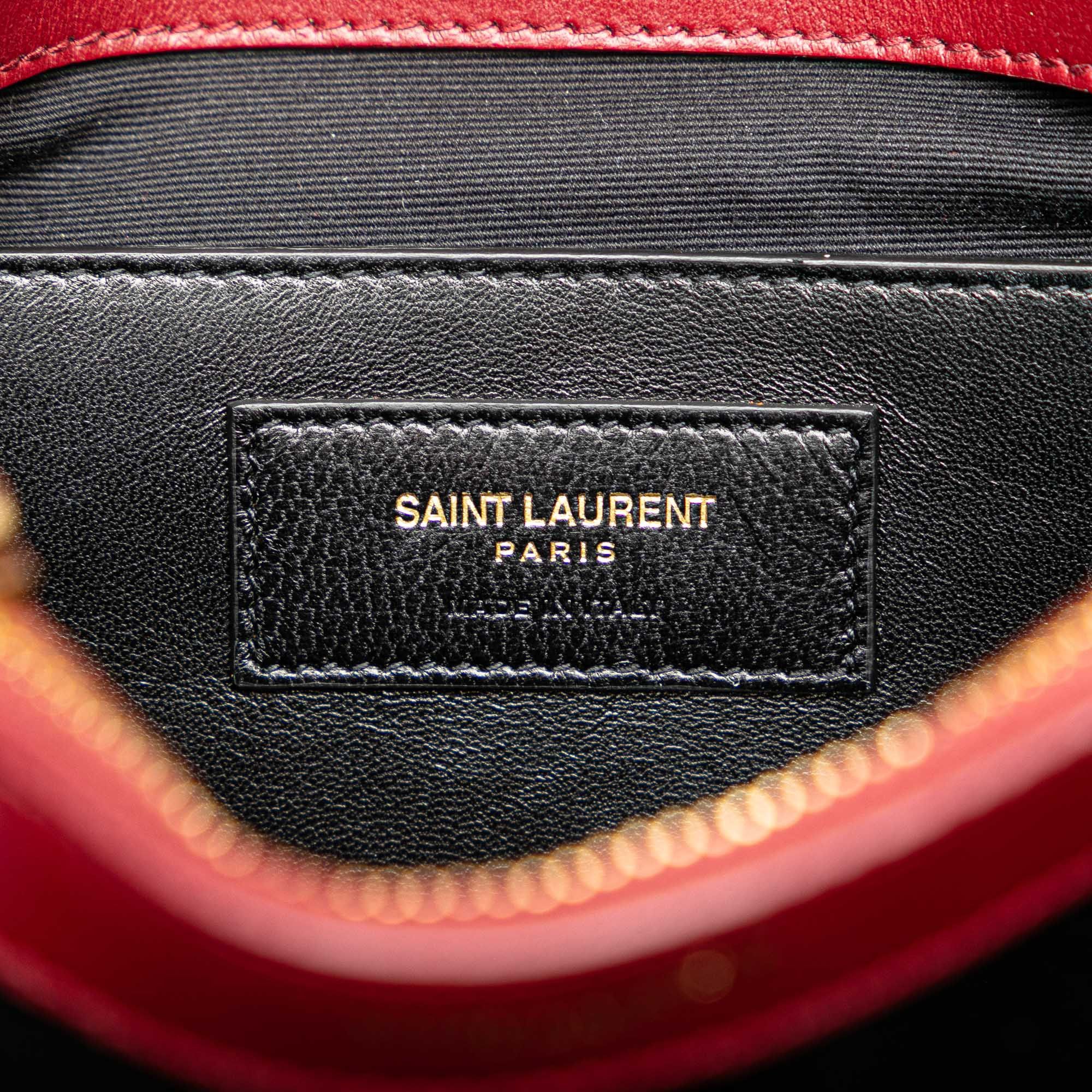 Saint Laurent Paris Saint Laurent Medium Calfskin and Suede Chevron Monogram College Satchel Red Size ONE SIZE - 5 Thumbnail