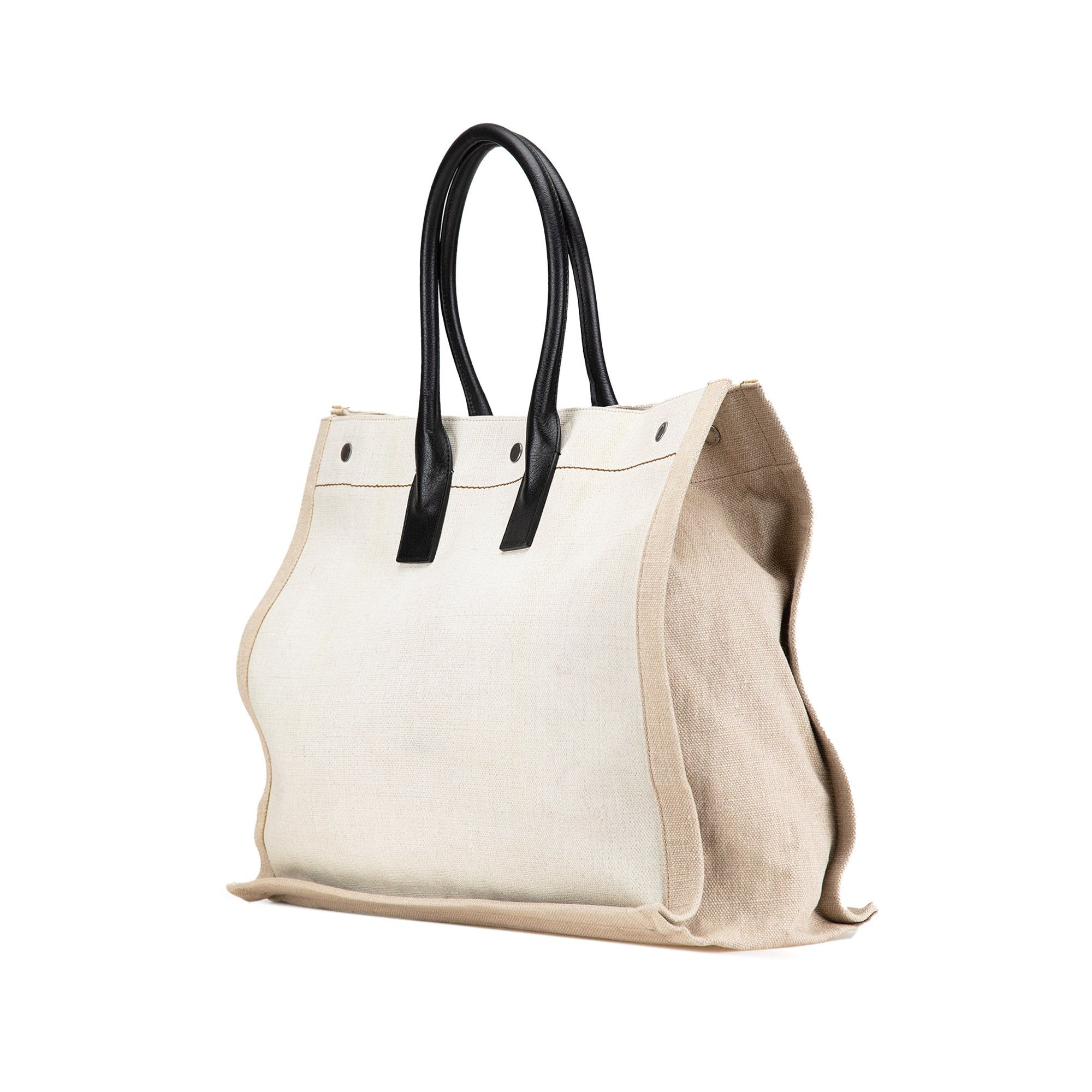 Saint Laurent Paris Saint Laurent Canvas Rive Gauche Tote White Size ONE SIZE - 2 Thumbnail