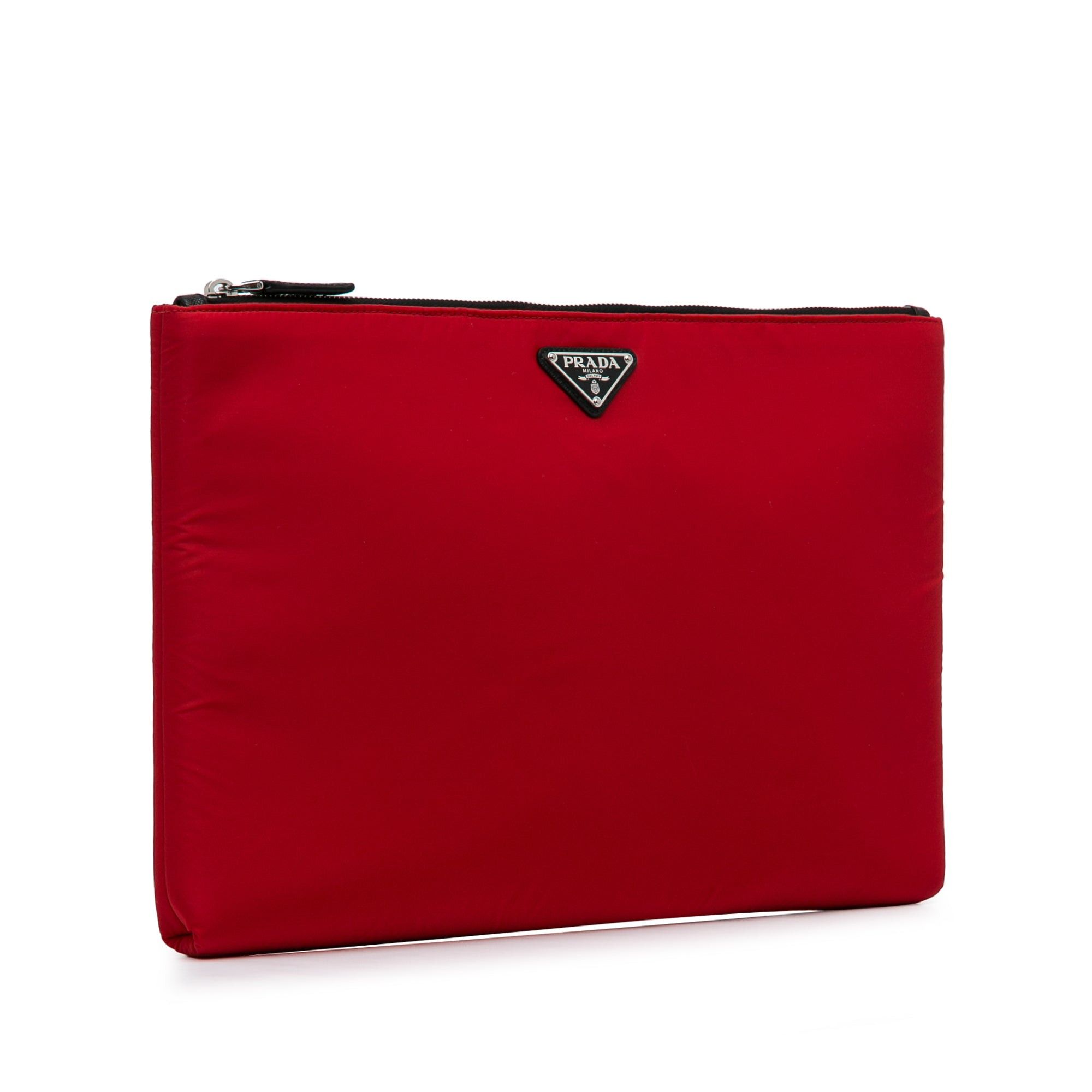 Prada Prada Tessuto Soft Zip Clutch Red Size ONE SIZE - 2 Thumbnail