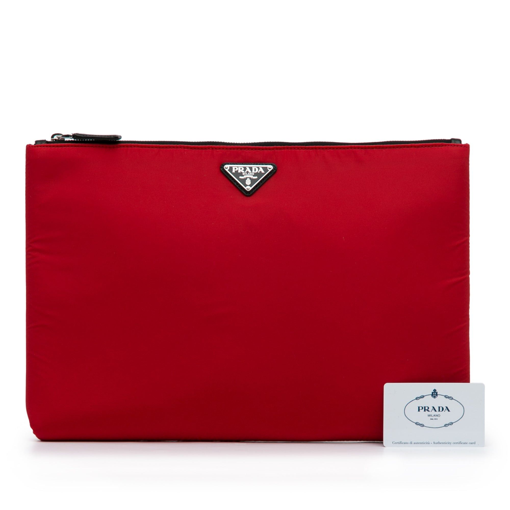 Prada Prada Tessuto Soft Zip Clutch Red Size ONE SIZE - 12 Thumbnail