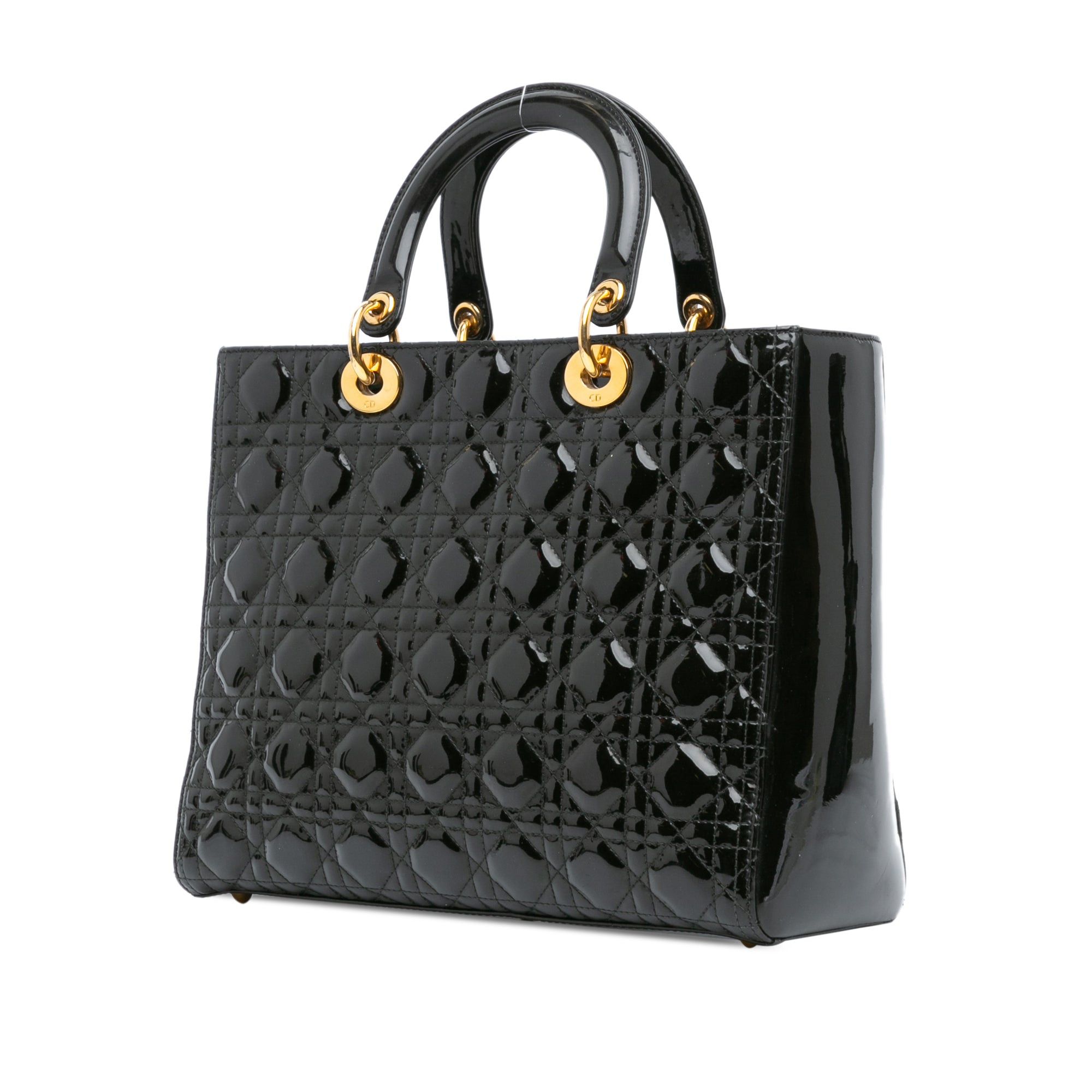 Dior Dior Large Patent Cannage Lady Dior Black Size ONE SIZE - 2 Thumbnail