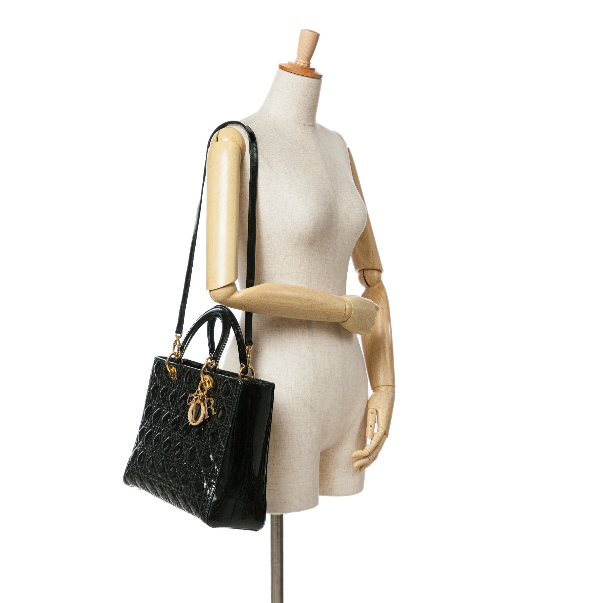 Dior Dior Large Patent Cannage Lady Dior Black Size ONE SIZE - 9 Thumbnail