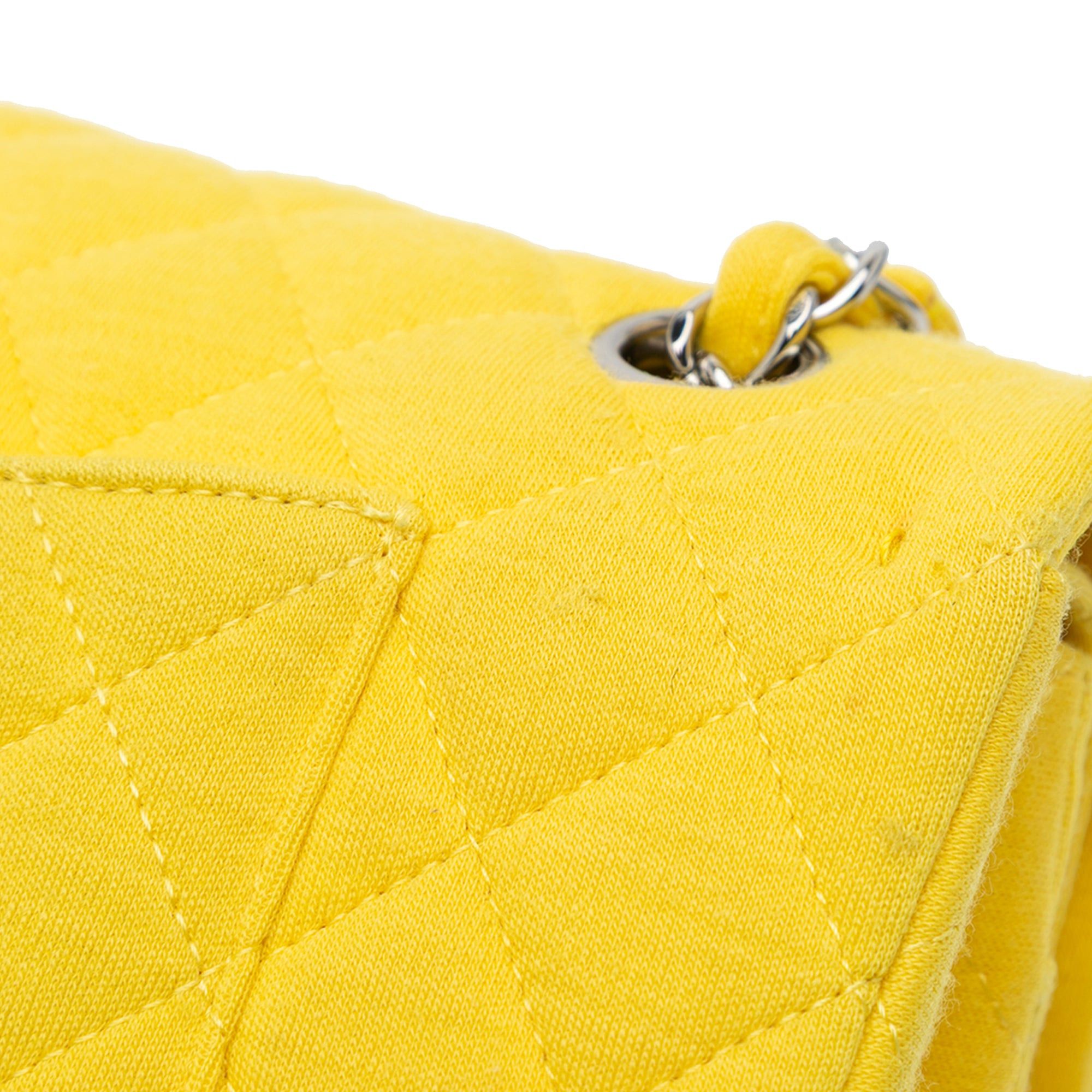 Chanel Chanel Medium Classic Jersey Double Flap Yellow Size ONE SIZE - 9 Thumbnail